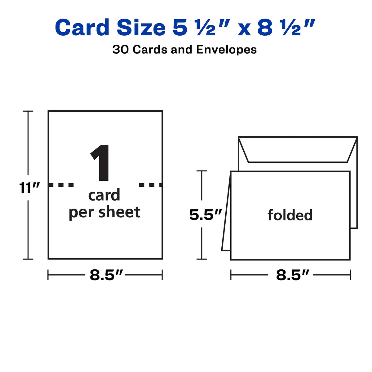 Avery Half-Fold Cards, 5.5" x 8.5", Matte White, 30/Box