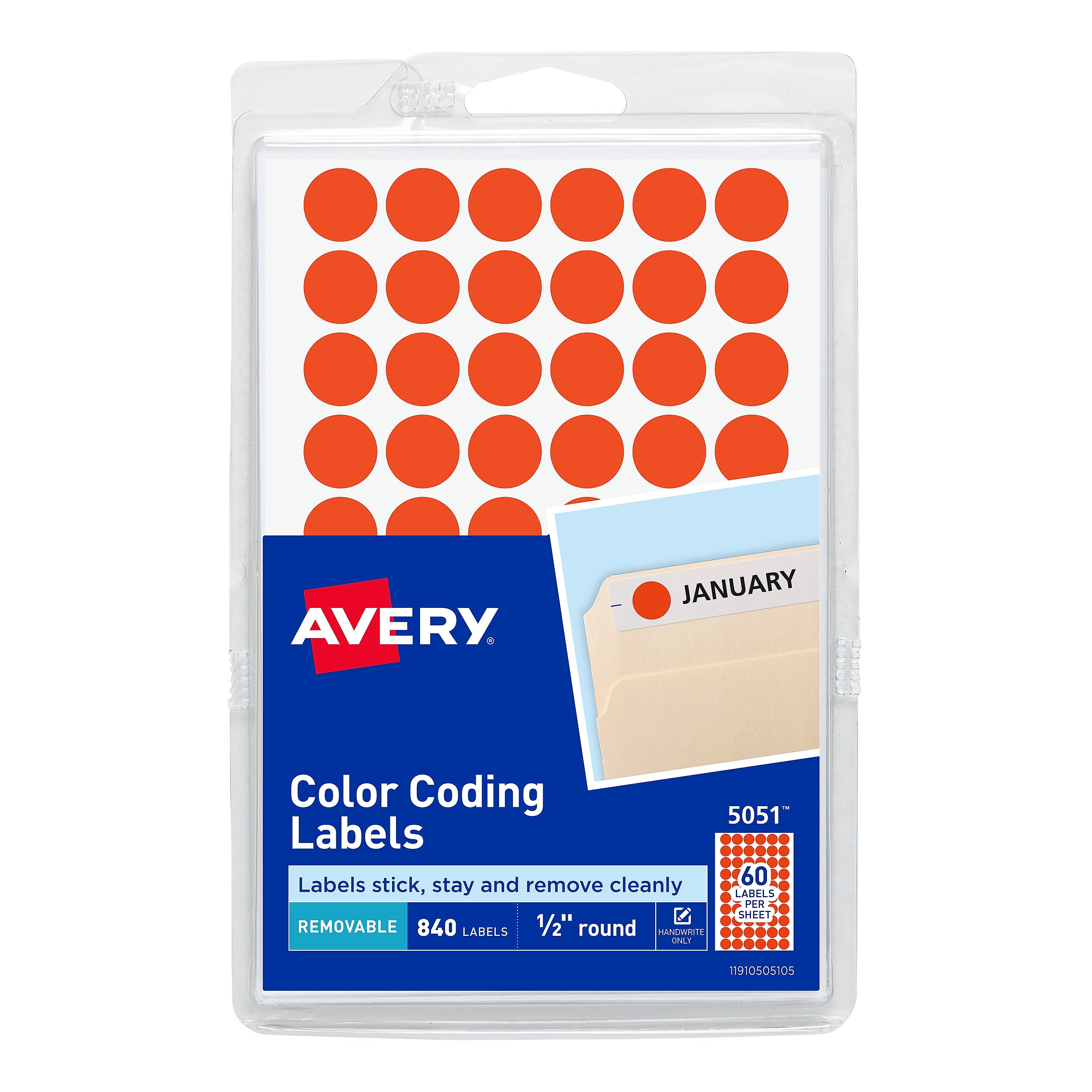 Avery Hand Written Color Coding Labels, 0.5