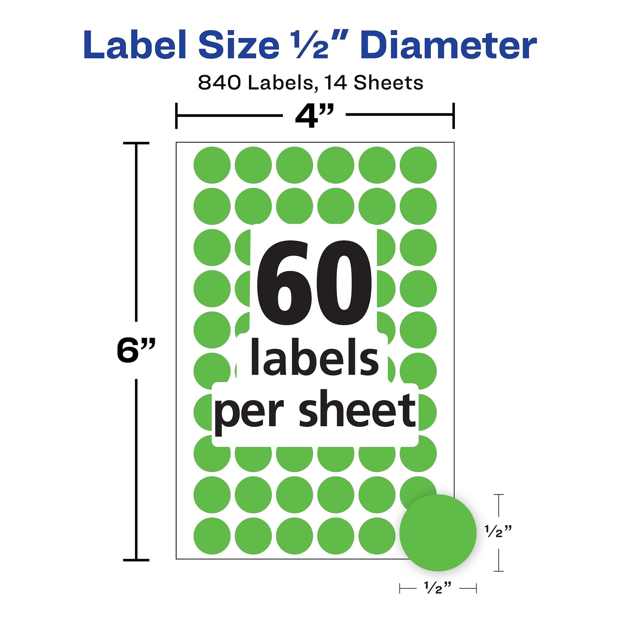 Avery Hand Written Color Coding Labels, 1/2