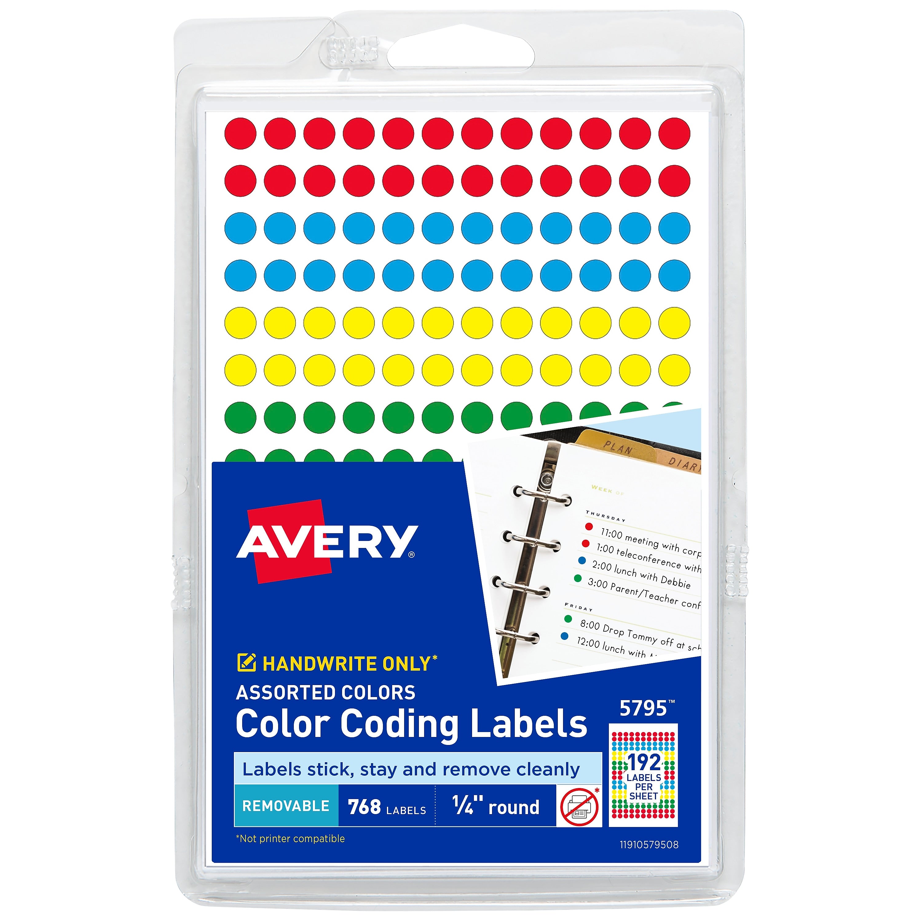 Avery Hand Written Color Coding Labels, 1/4
