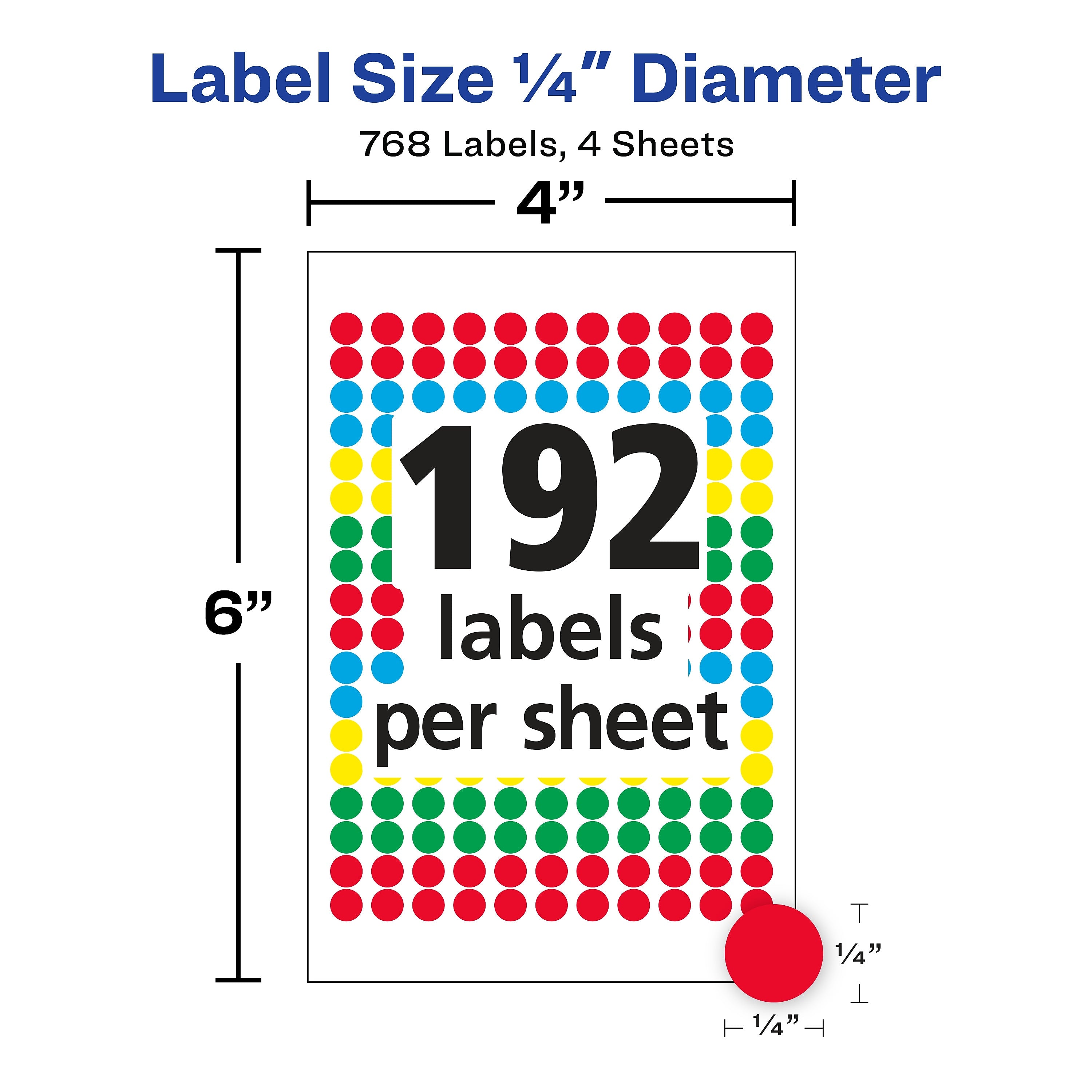 Avery Hand Written Color Coding Labels, 1/4