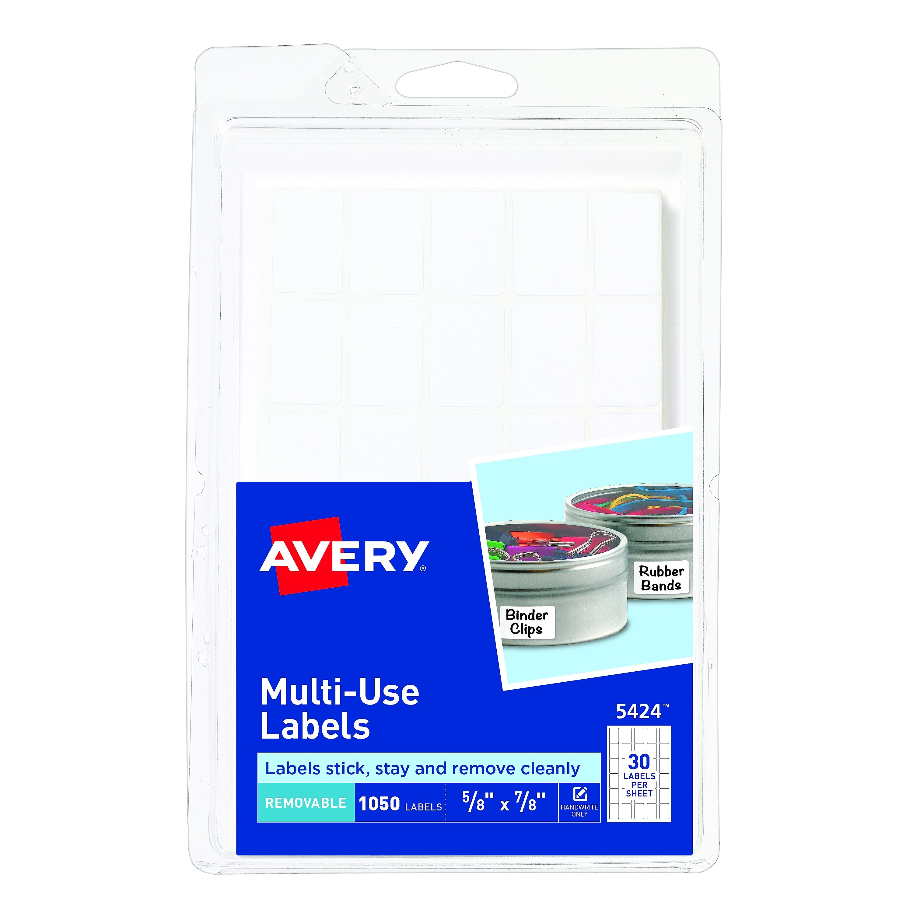 Avery Hand Written Multipurpose Labels, 5/8" x 7/8", White, 30/Sheet, 35 Sheets/Pack