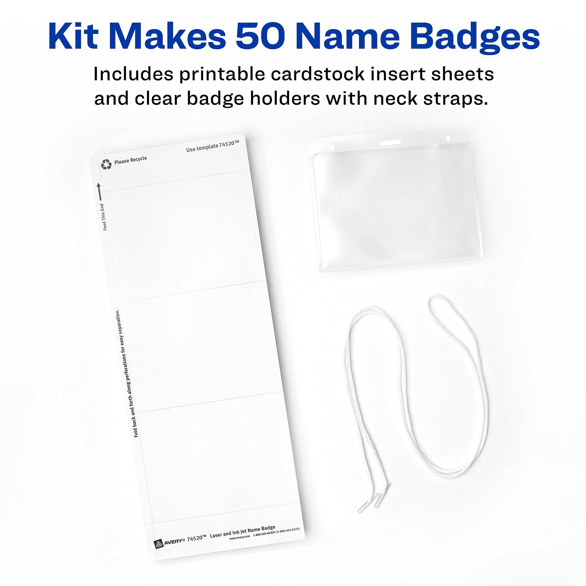 Avery Hanging Style Laser/Inkjet Name Badge Kit, 3