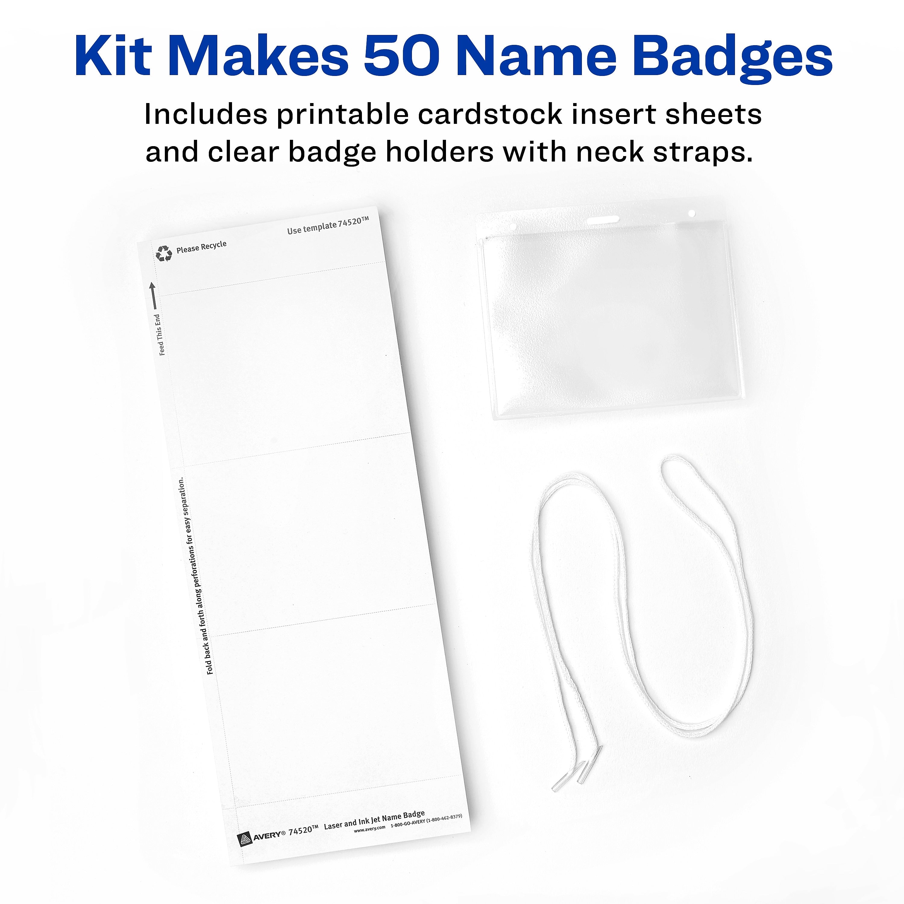 Avery Hanging Style Laser/Inkjet Name Badge Kit, 3