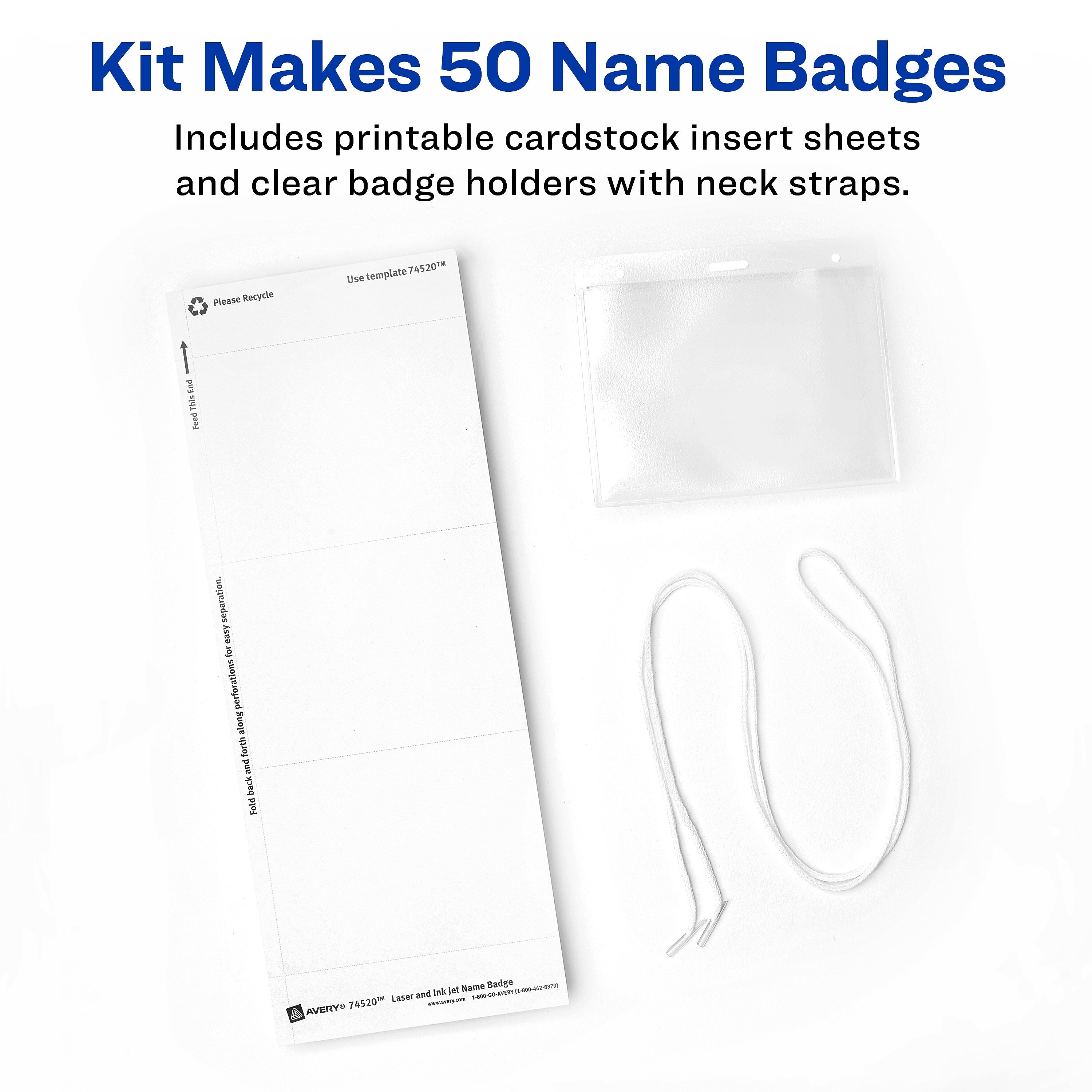 Avery Hanging Style Laser/Inkjet Name Badge Kit, 3