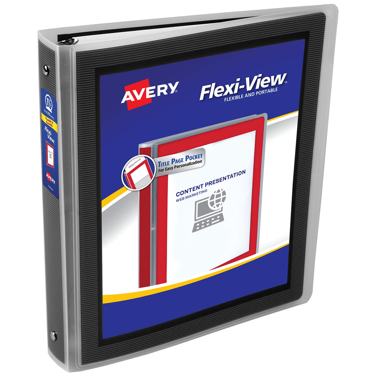 Avery Heavy Duty 1 1/2" 3-Ring Flexi-View Binders, Round Ring, Black