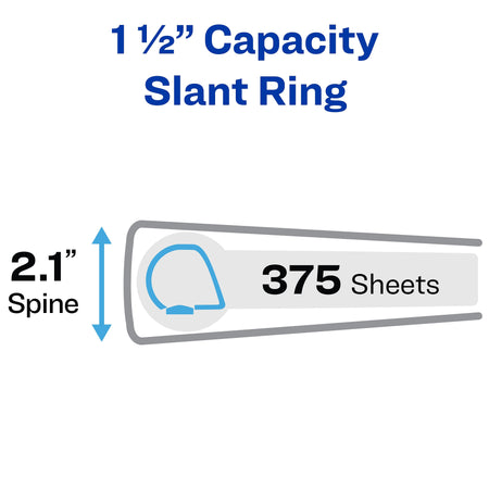 Avery Heavy Duty 1 1/2" 3-Ring View Binders, Slant Ring, White