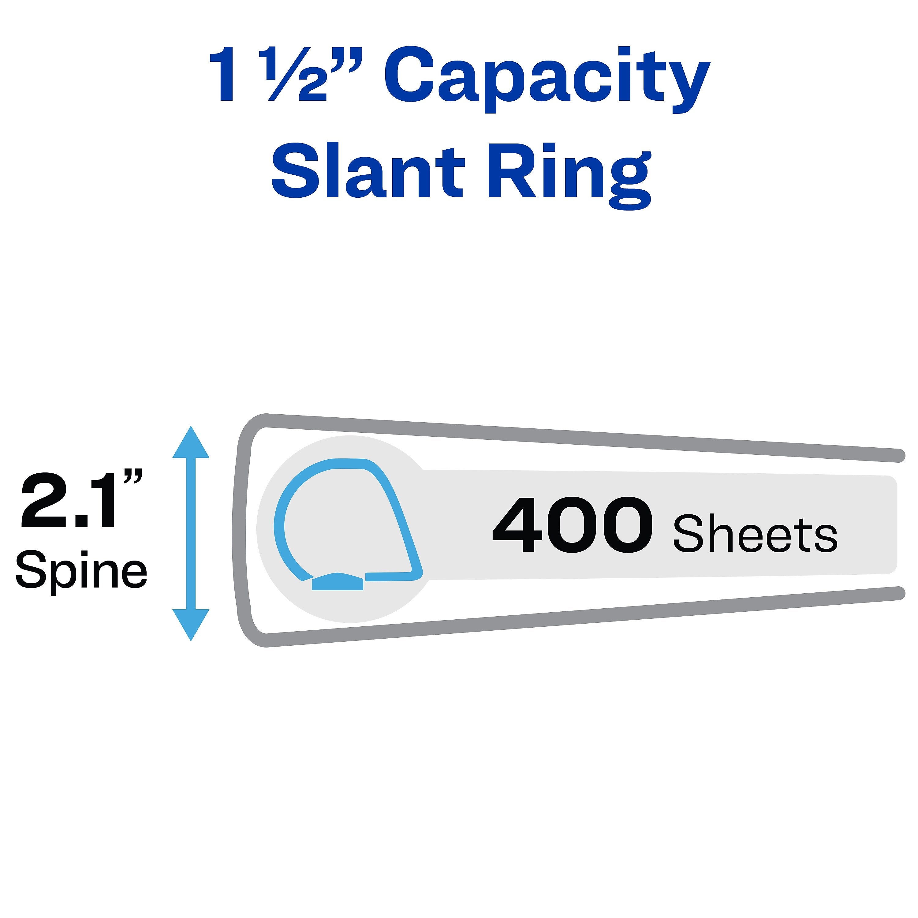 Avery Heavy Duty 1 1/2" 3-Ring View Binders, Slant Ring, White, 4/Pack