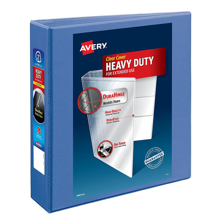 Avery Heavy Duty 2" 3-Ring View Binders, D-Ring, Periwinkle