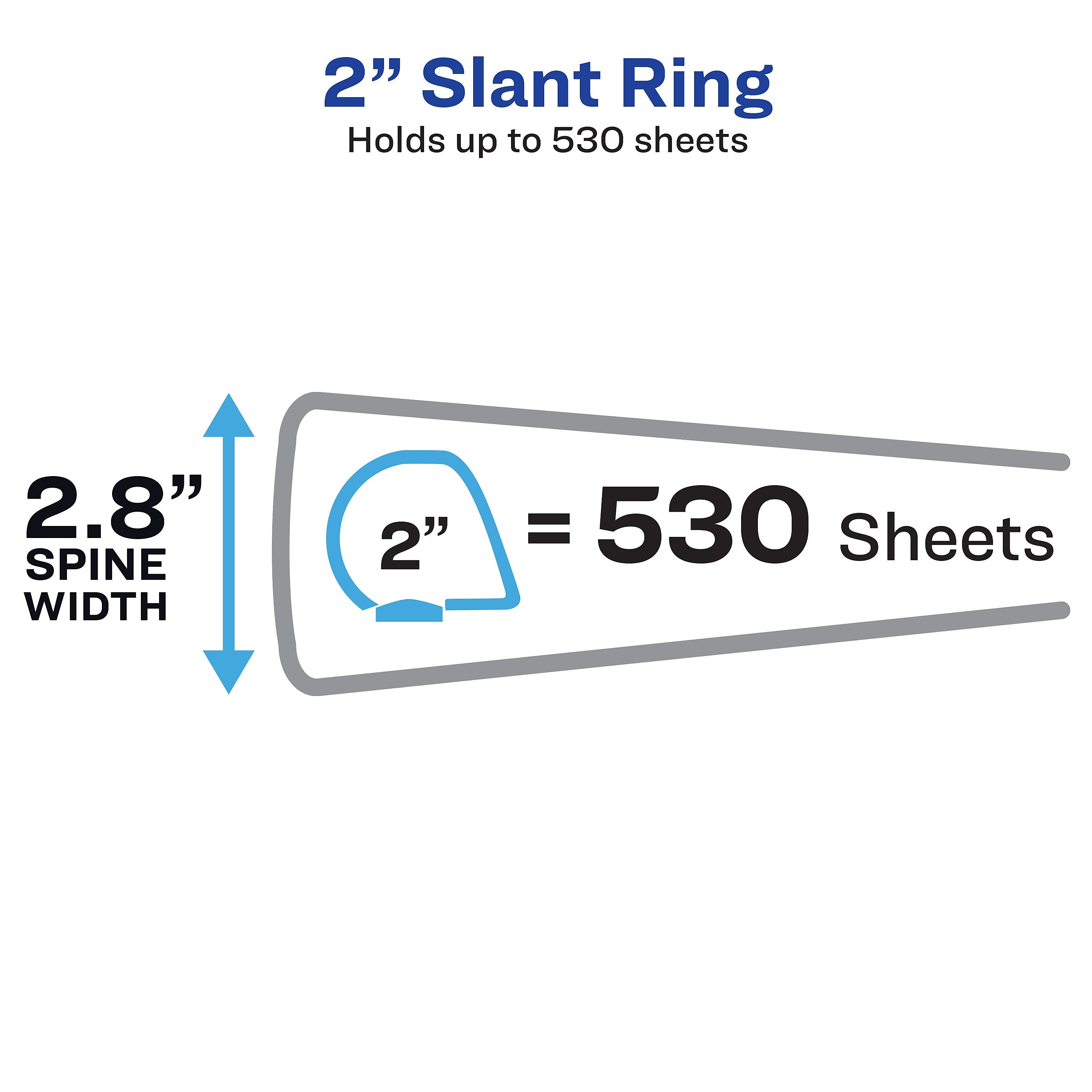 Avery Heavy Duty 2" 3-Ring View Binders, One Touch Slant Ring, White, 4/Pack