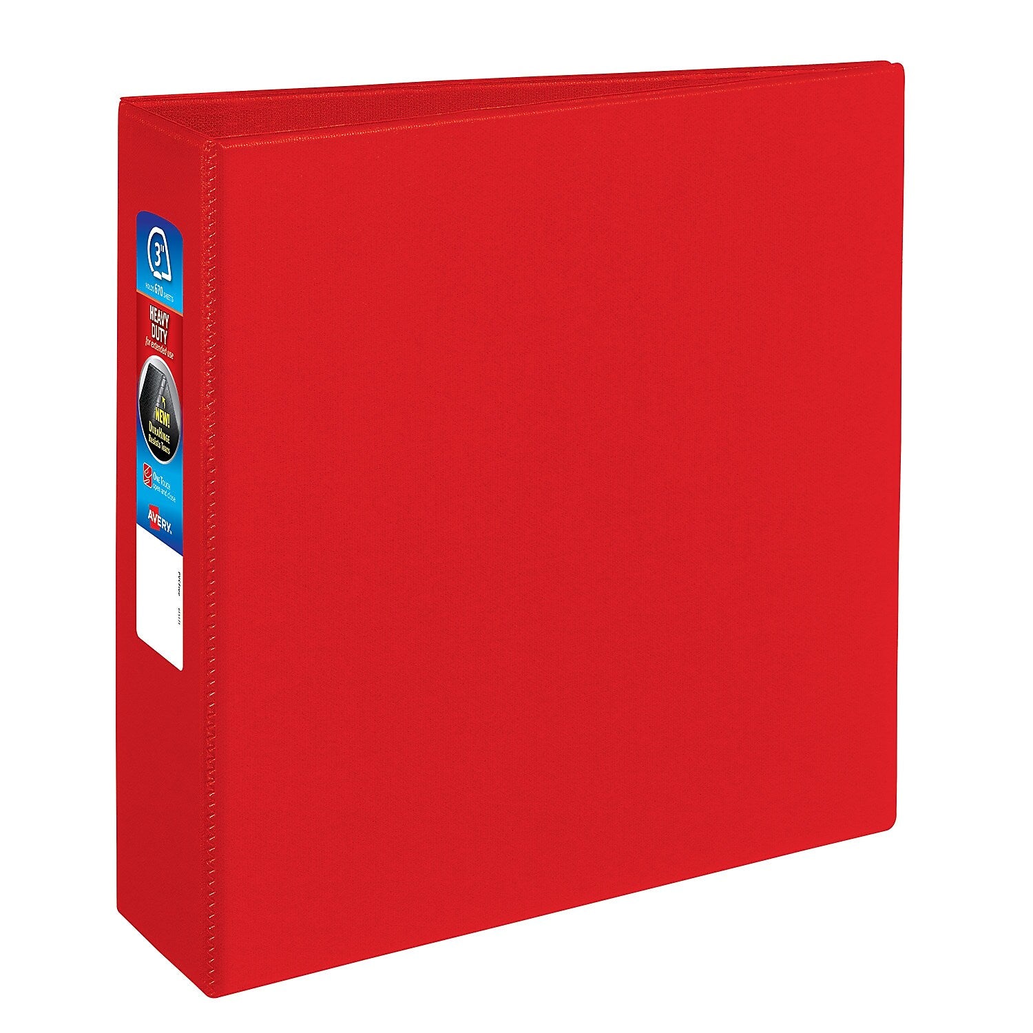 Avery Heavy Duty 3" 3-Ring Non-View Binders, D-Ring, Red