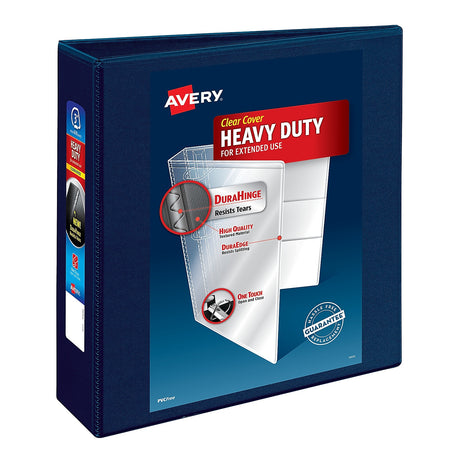 Avery Heavy Duty 3" 3-Ring View Binders, D-Ring, Navy Blue