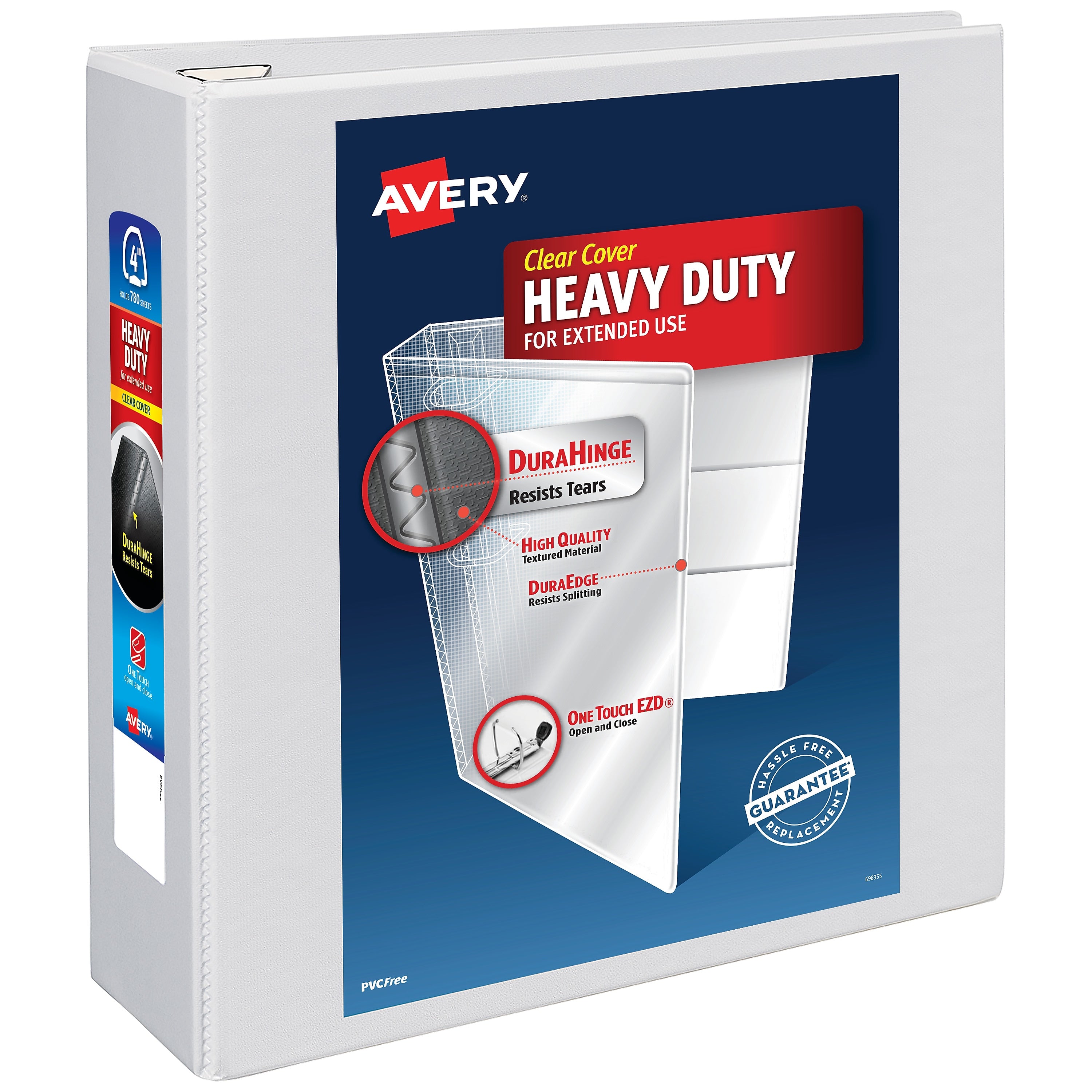 Avery Heavy Duty 4" 3-Ring View Binders, One Touch EZD Ring, White