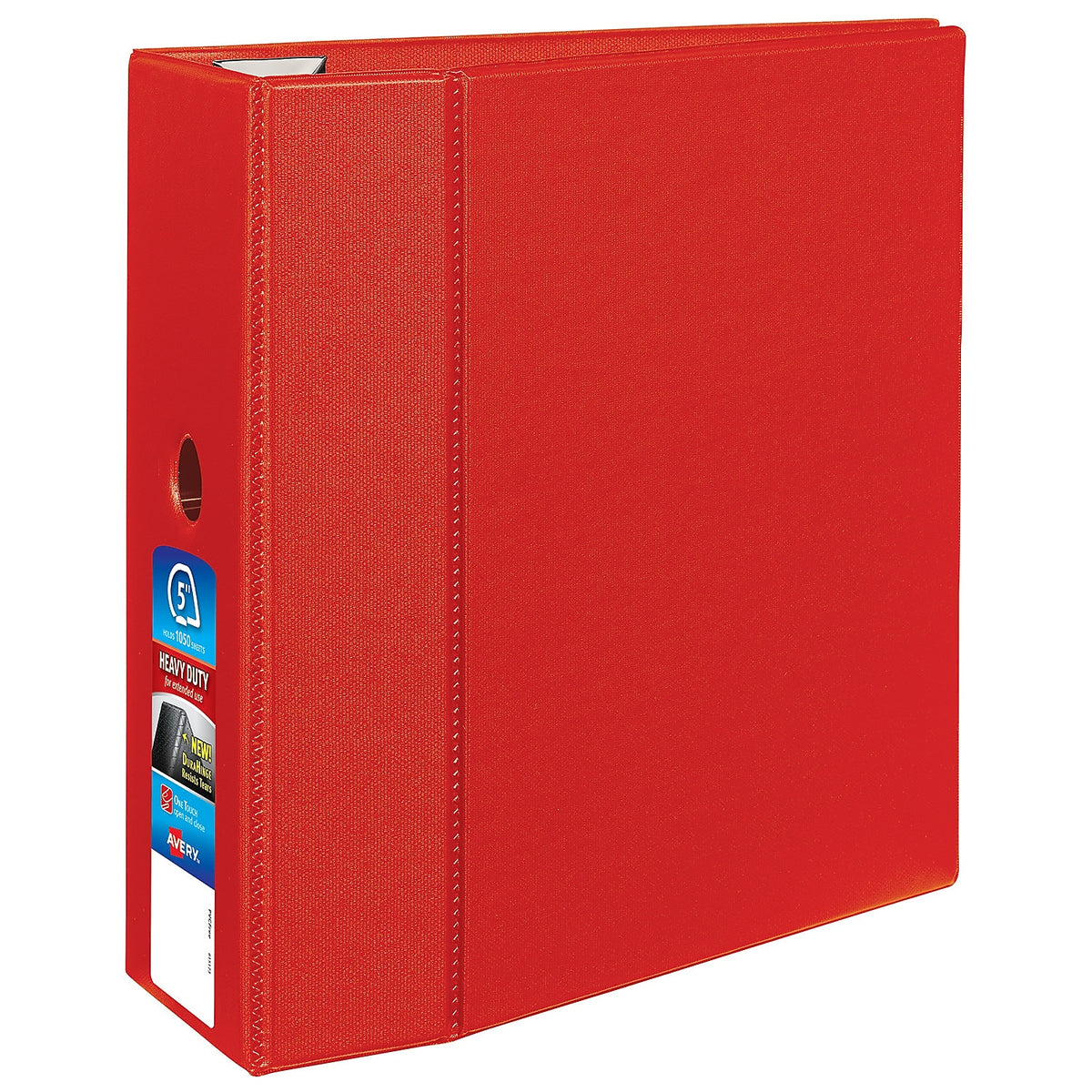 Avery Heavy Duty 5" 3-Ring Non-View Binders, D-Ring, Red