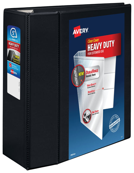 Avery Heavy Duty 5" 3-Ring View Binders, D-Ring, Black