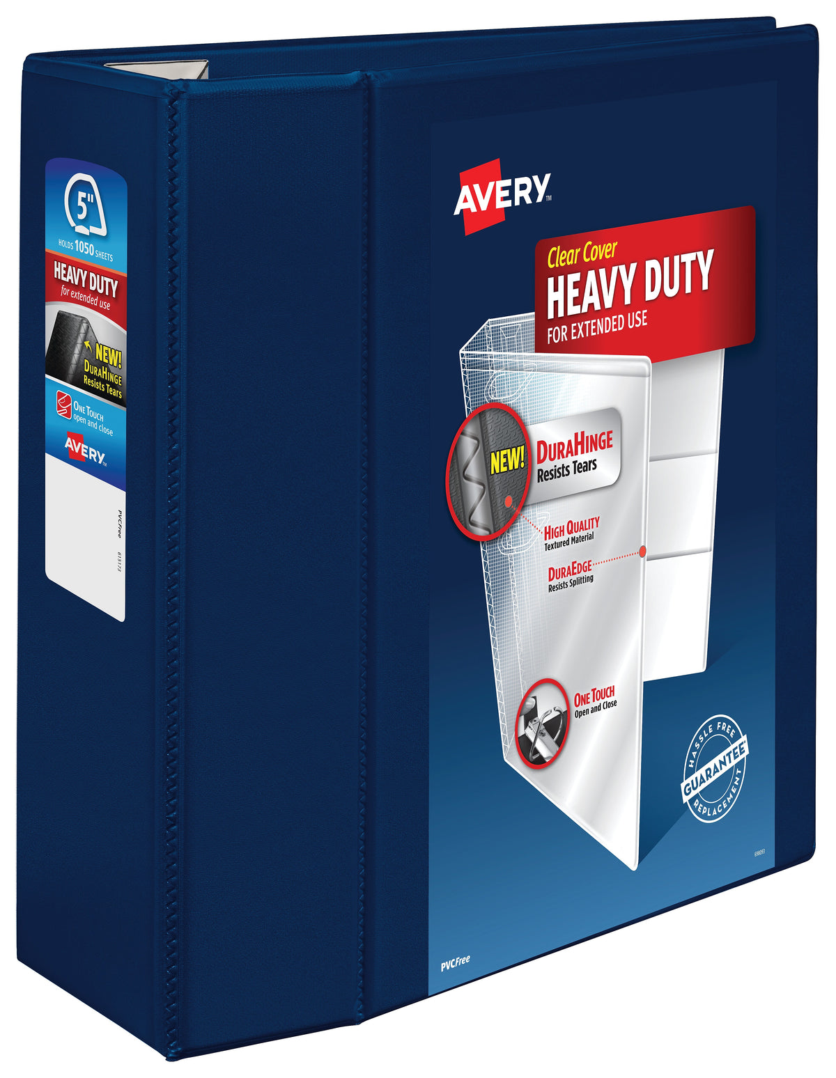 Avery Heavy Duty 5" 3-Ring View Binders, D-Ring, Navy Blue