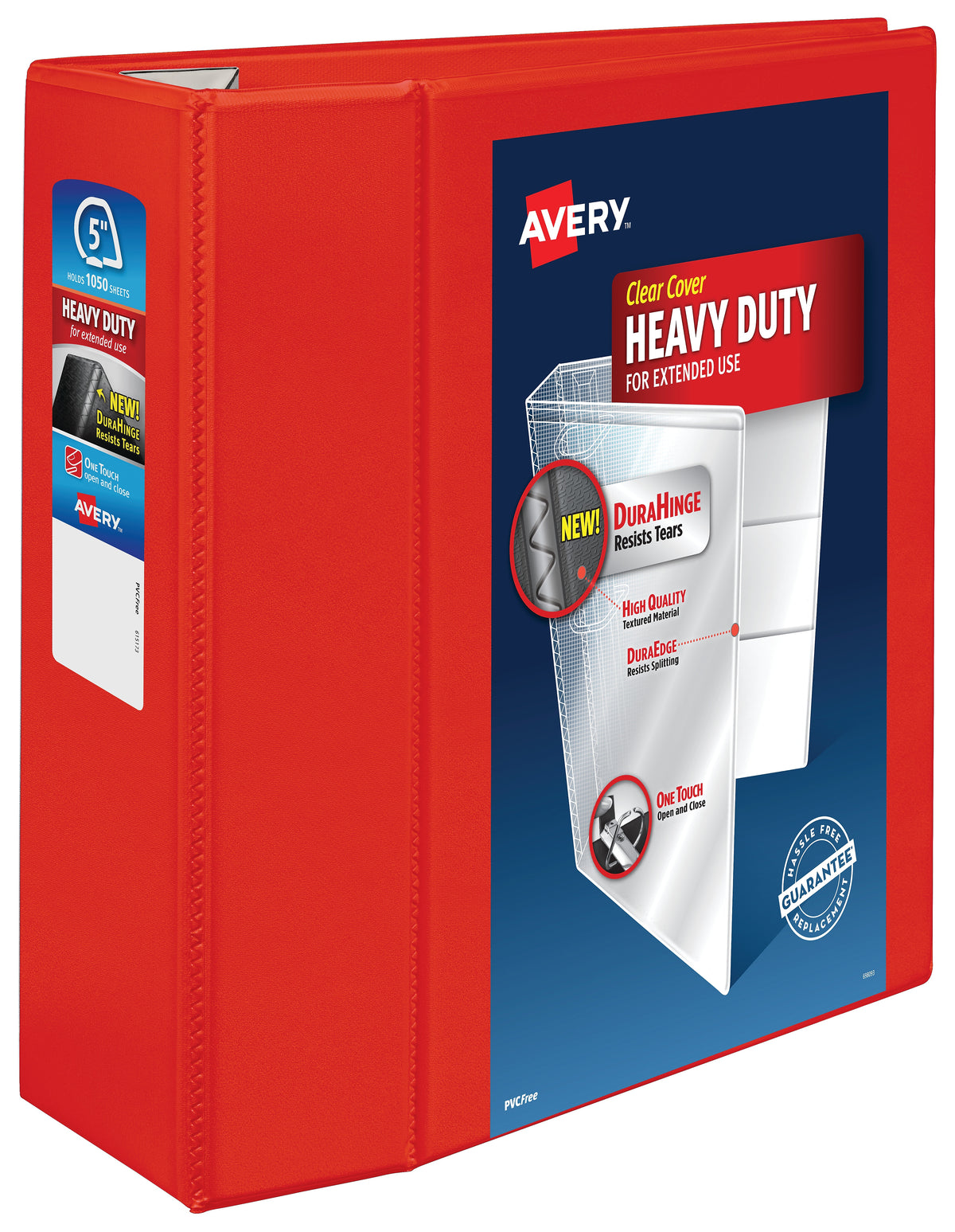 Avery Heavy Duty 5" 3-Ring View Binders, D-Ring, Red