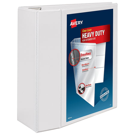 Avery Heavy Duty 5" 3-Ring View Binders, One Touch EZD Ring, White