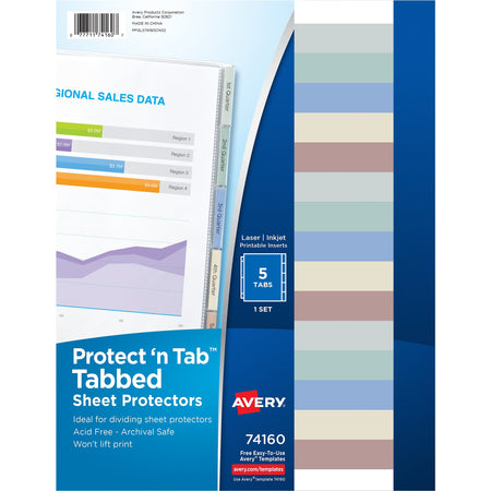 Avery Heavyweight Protect 'n Tab 5 Tabs, 8-1/2" x 11", Clear, 1/Set