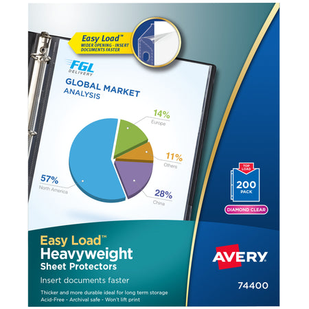 Avery Heavyweight Sheet Protectors, 8-1/2" x 11", Diamond Clear, Acid-Free, 200/Box