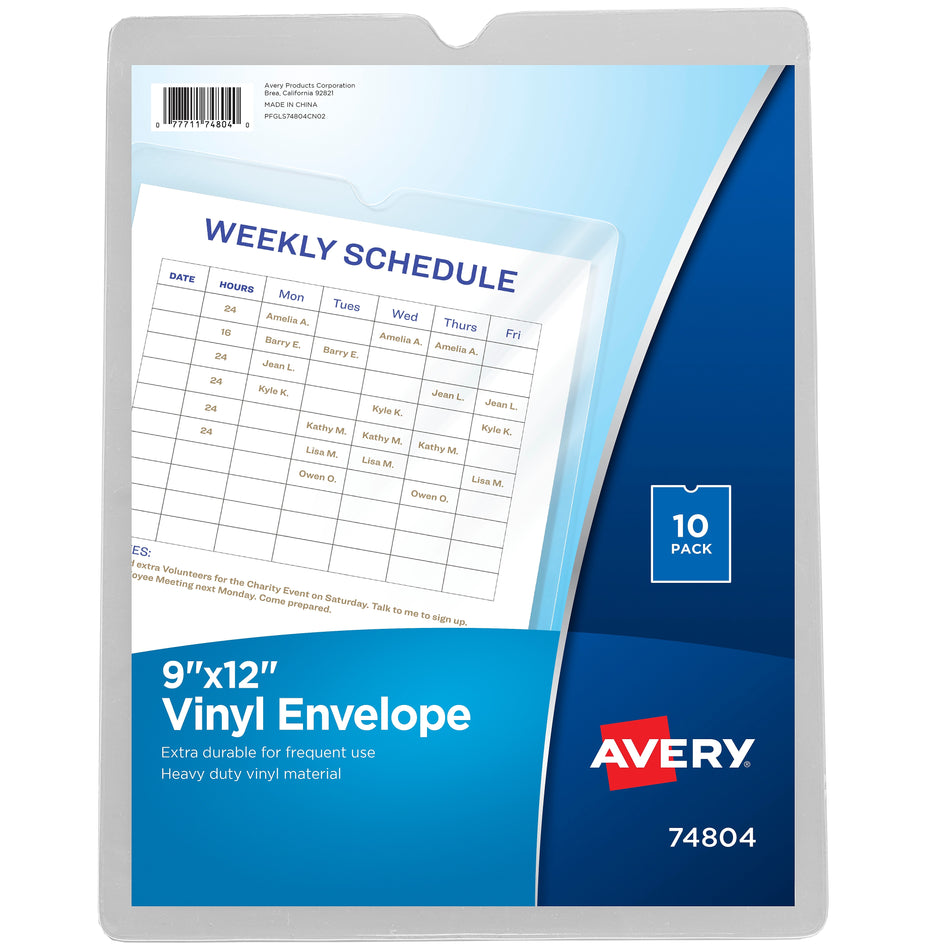 Avery Heavyweight Sheet Protectors, 9" x 12", Clear, 10/Pack