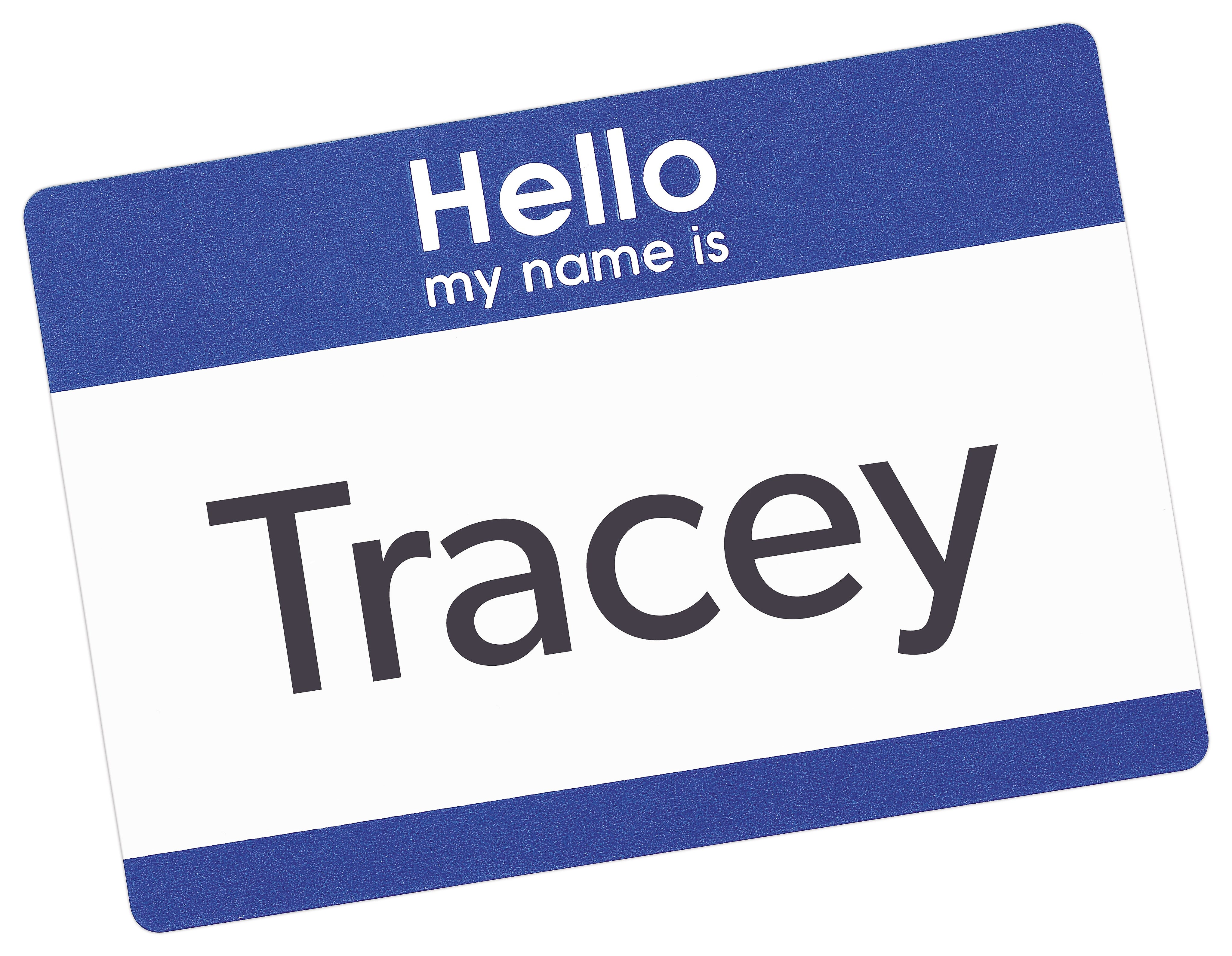 Avery "Hello My Name Is" Name Badge Labels, 2 1/3" x 3 3/8", White w/ Blue Hello, 100 Labels Per Pack