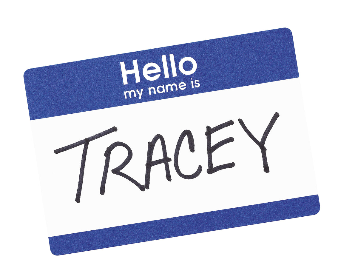 Avery "Hello My Name Is" Name Badge Labels, 2 1/3" x 3 3/8", White w/ Blue Hello, 100 Labels Per Pack