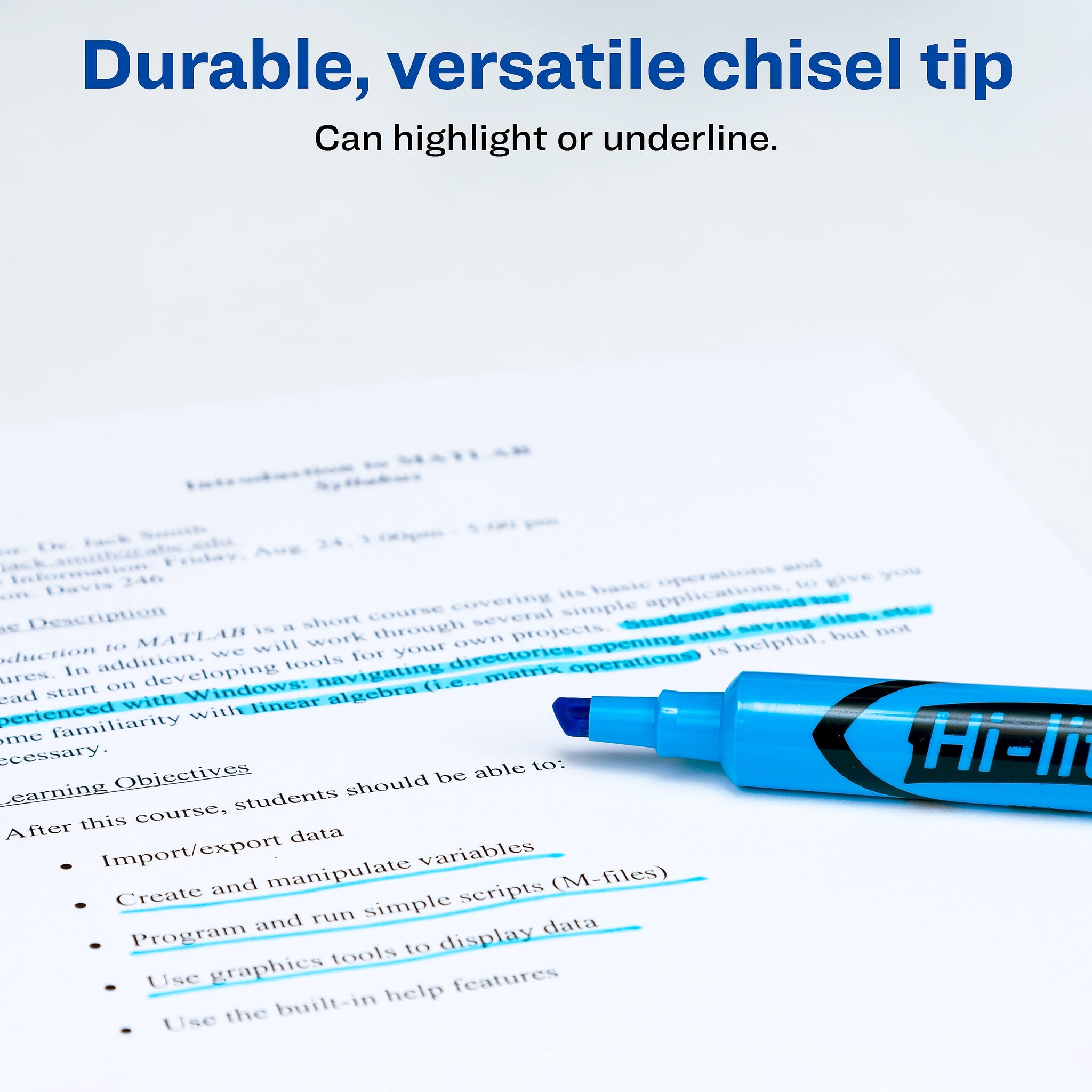Avery Hi-Liter Desk Style Highlighters, Chisel Tip, Blue, Dozen