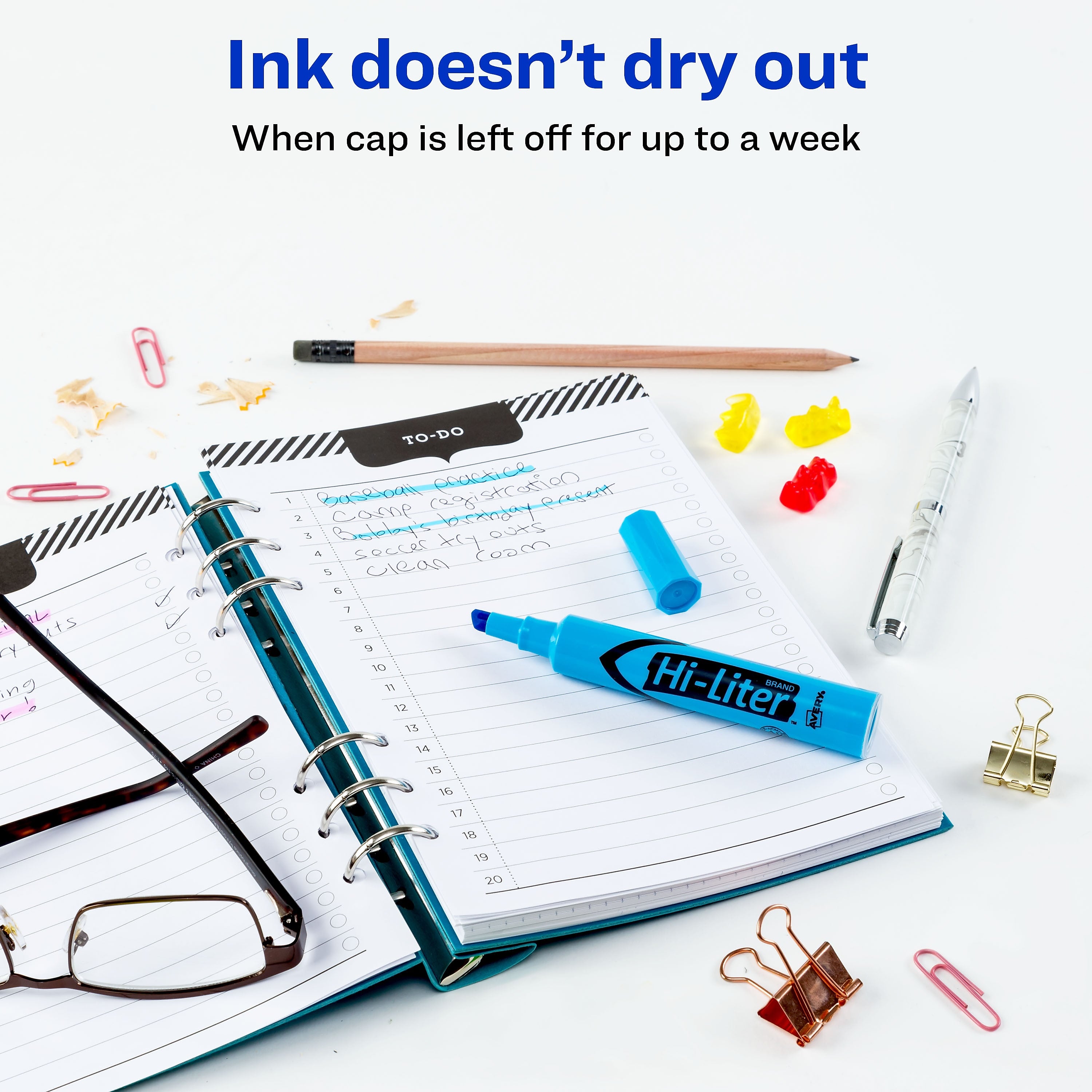 Avery Hi-Liter Desk Style Highlighters, Chisel Tip, Blue, Dozen