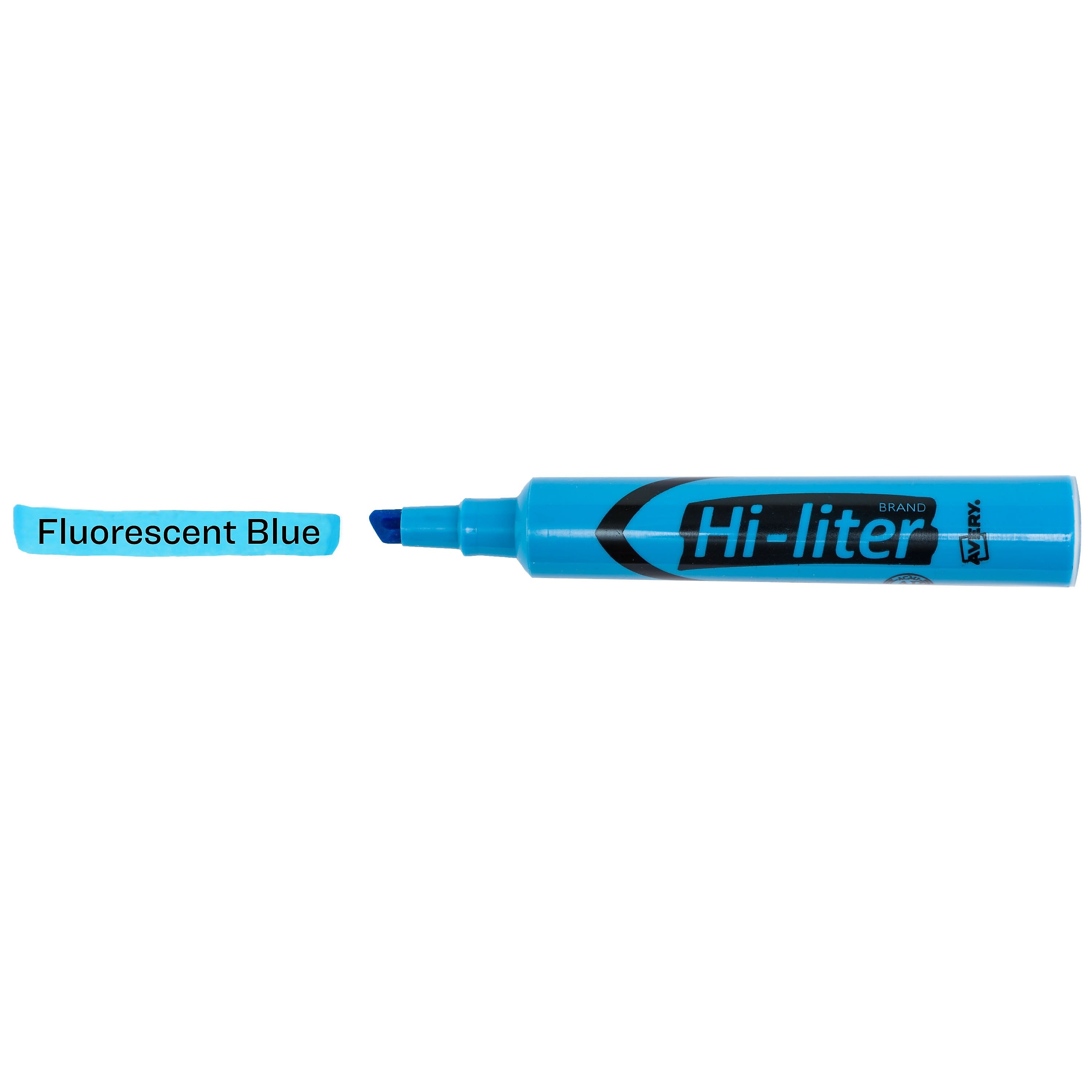 Avery Hi-Liter Desk Style Highlighters, Chisel Tip, Blue, Dozen