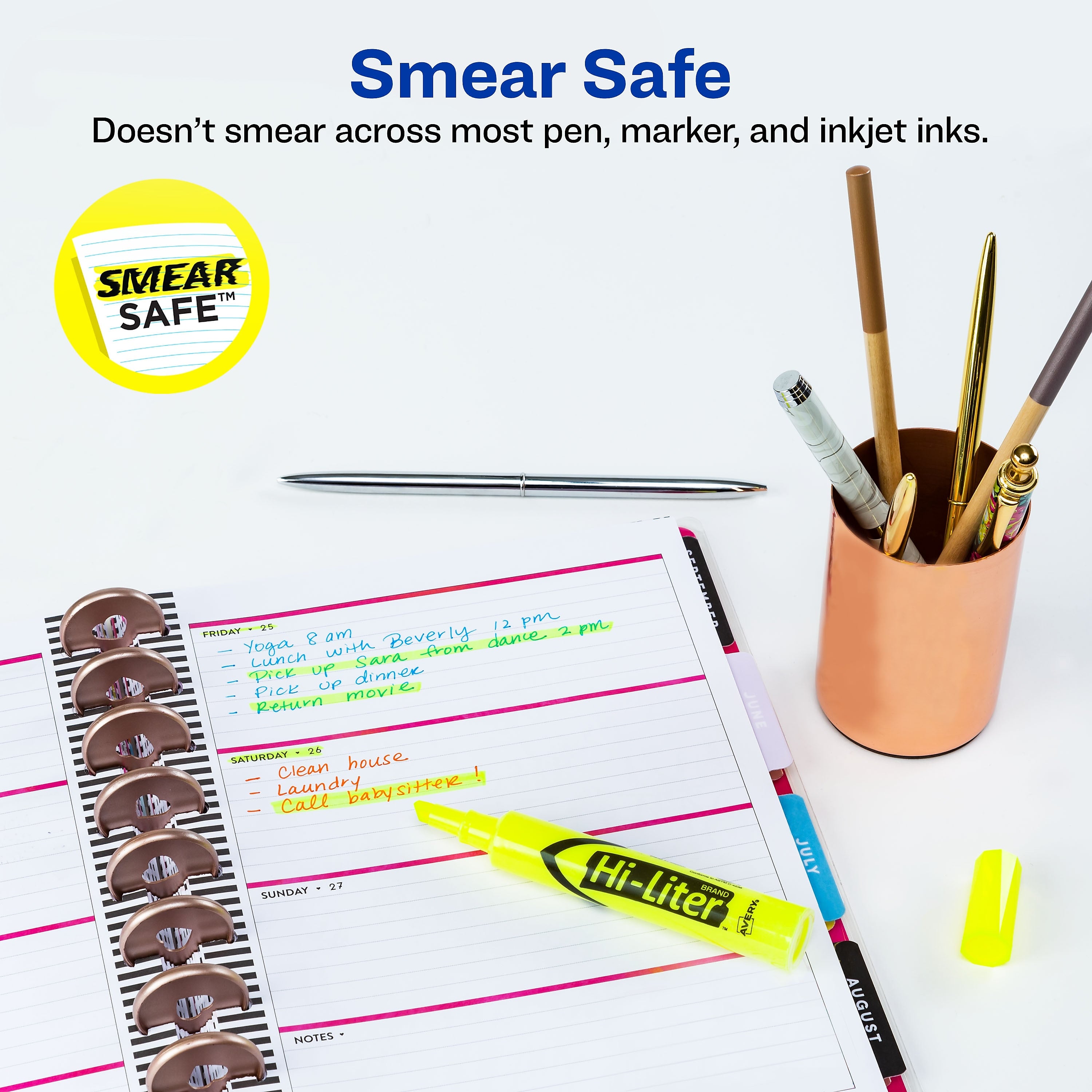 Avery Hi-Liter Desk Style Highlighters, Chisel Tip, Yellow, Dozen