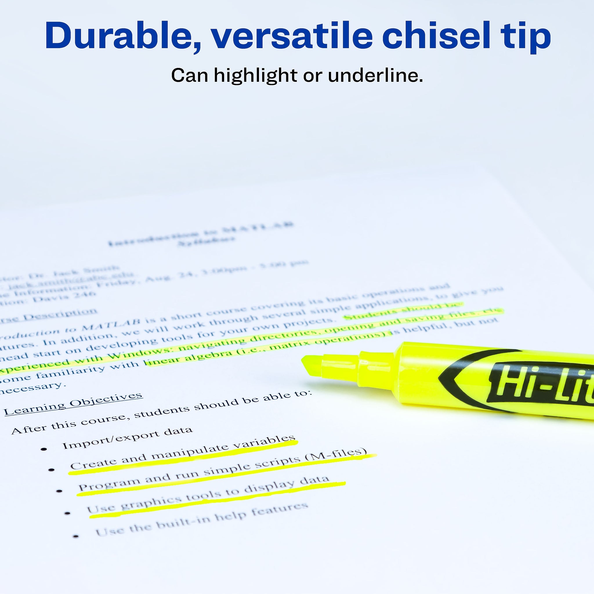Avery Hi-Liter Desk Style Highlighters, Chisel Tip, Yellow, Dozen
