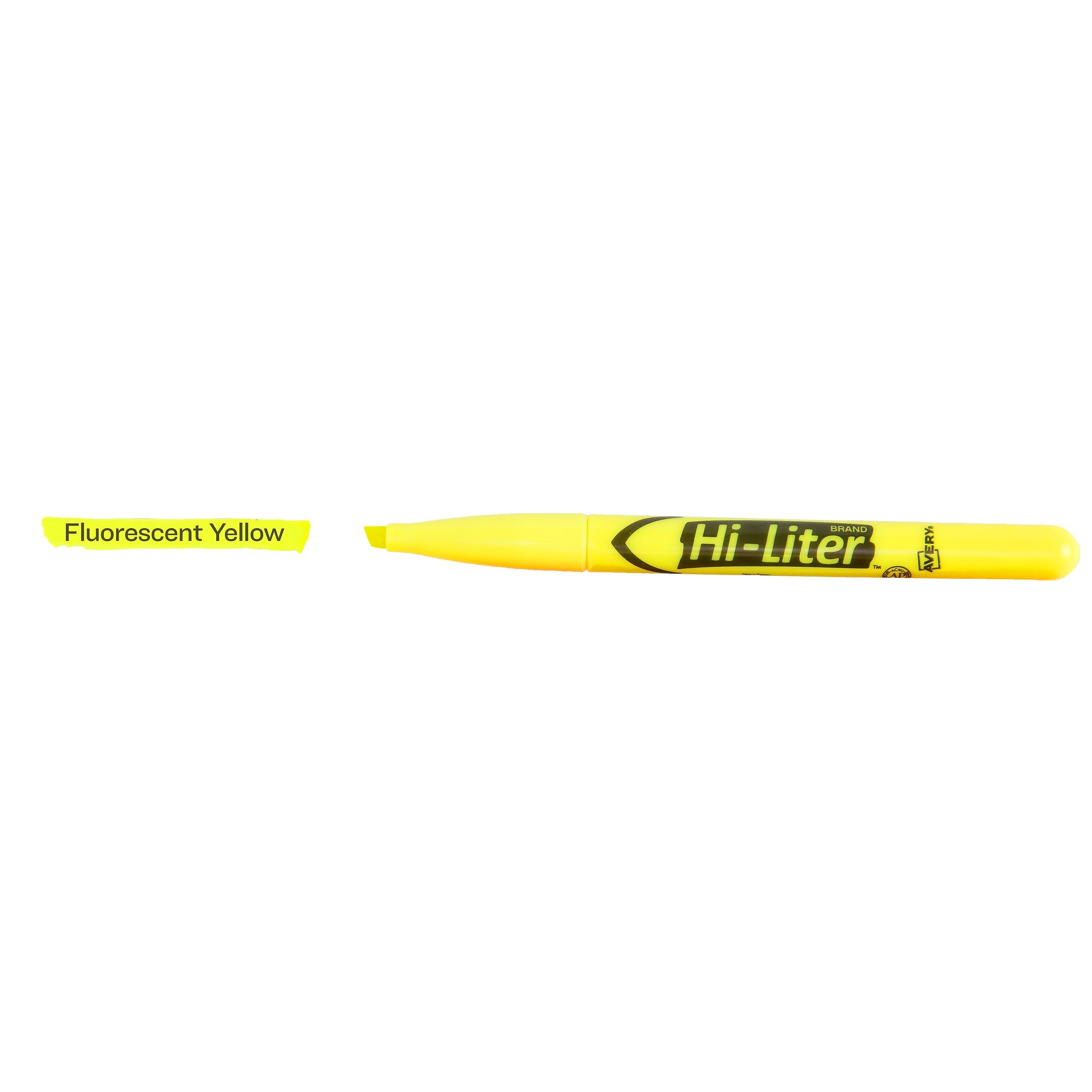 Avery Hi-Liter Pen-Style Stick Highlighters, Chisel Tip, Yellow, Dozen