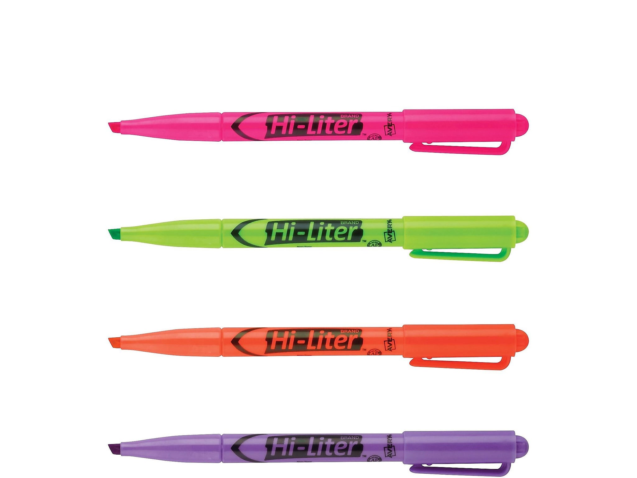 Avery Hi-Liter Stick Highlighters, Chisel, Assorted, 6/Pack
