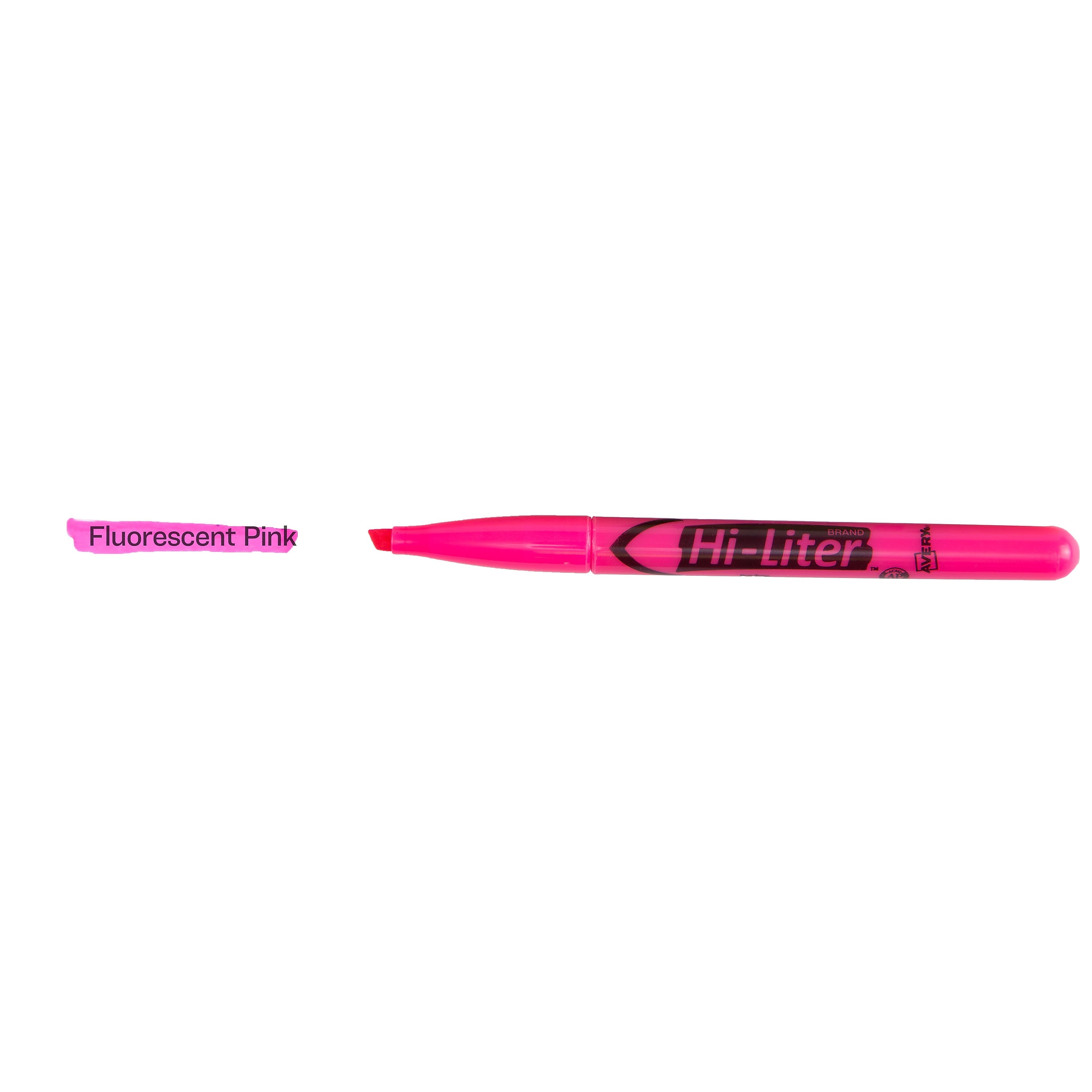 Avery Hi-Liter Stick Highlighters, Chisel, Pink, Dozen