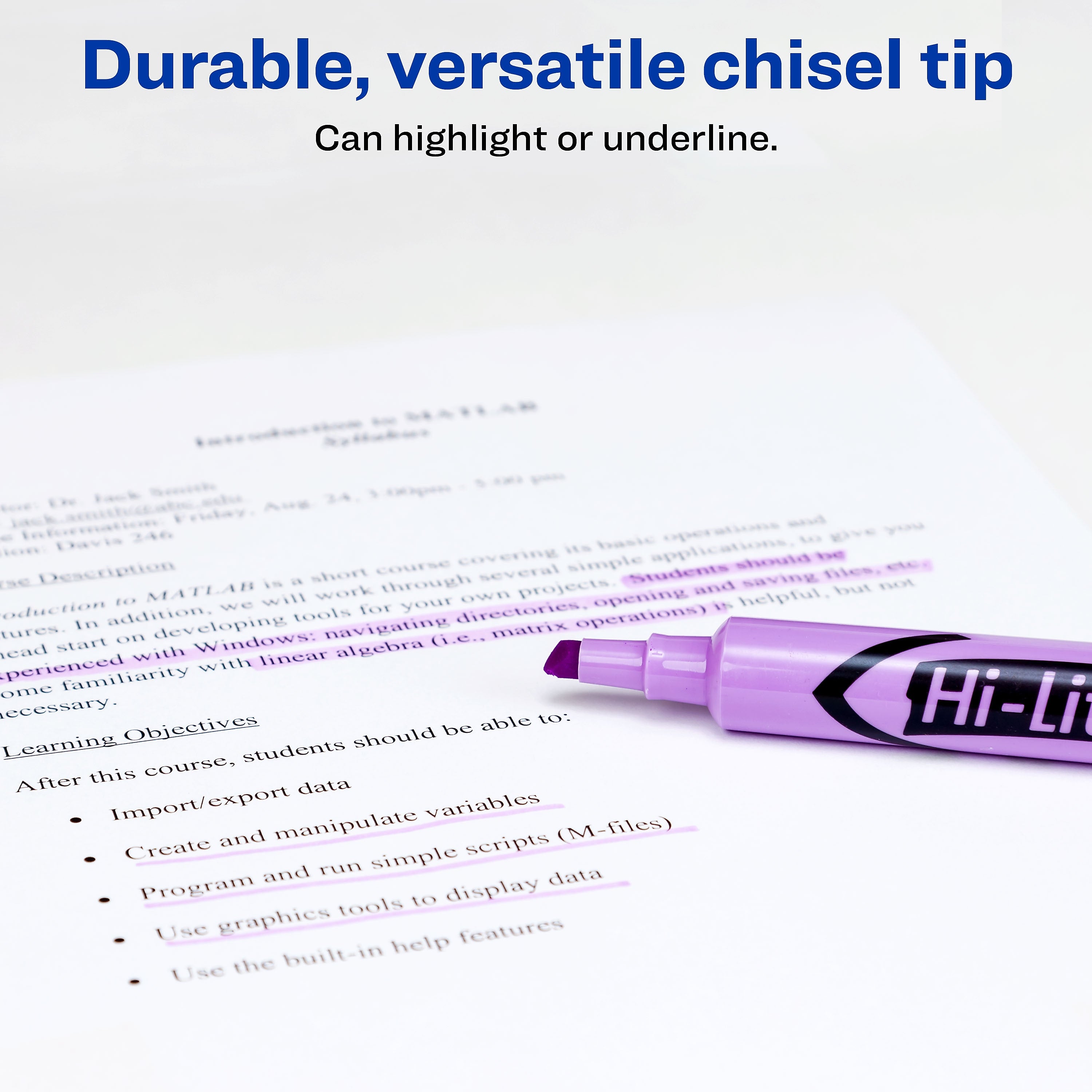 Avery Hi-Liter Tank Highlighter, Chisel Tip, Purple, Dozen