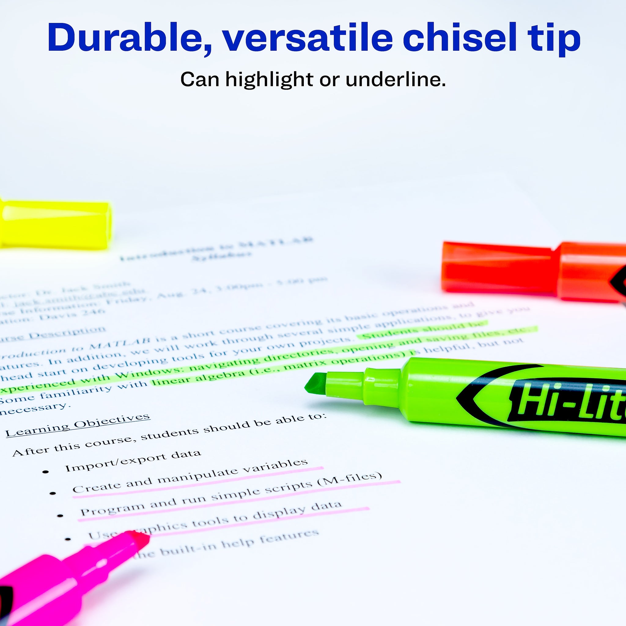 Avery Hi-Liter Tank Highlighters, Chisel, Assorted, 4/Pack