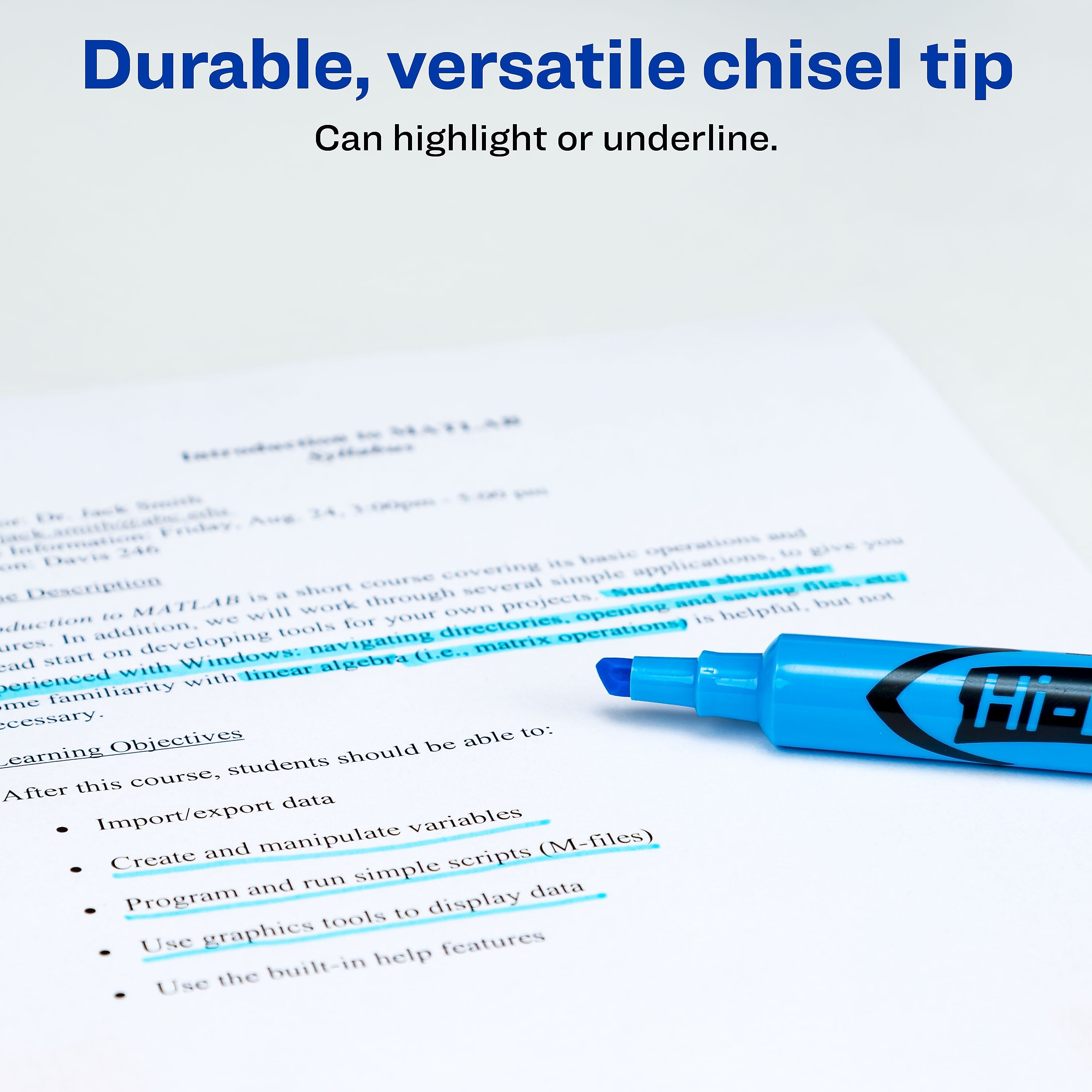 Avery Hi-Liter Tank Highlighters, Chisel Tip, Blue, Dozen