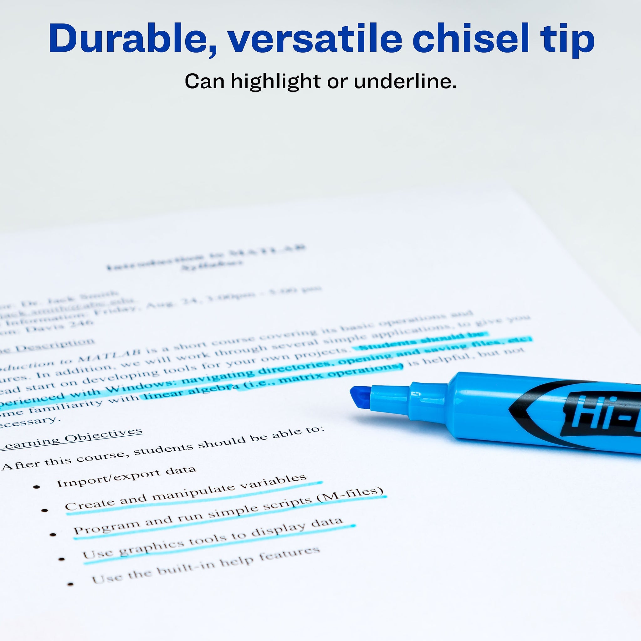 Avery Hi-Liter Tank Highlighters, Chisel Tip, Blue, Dozen