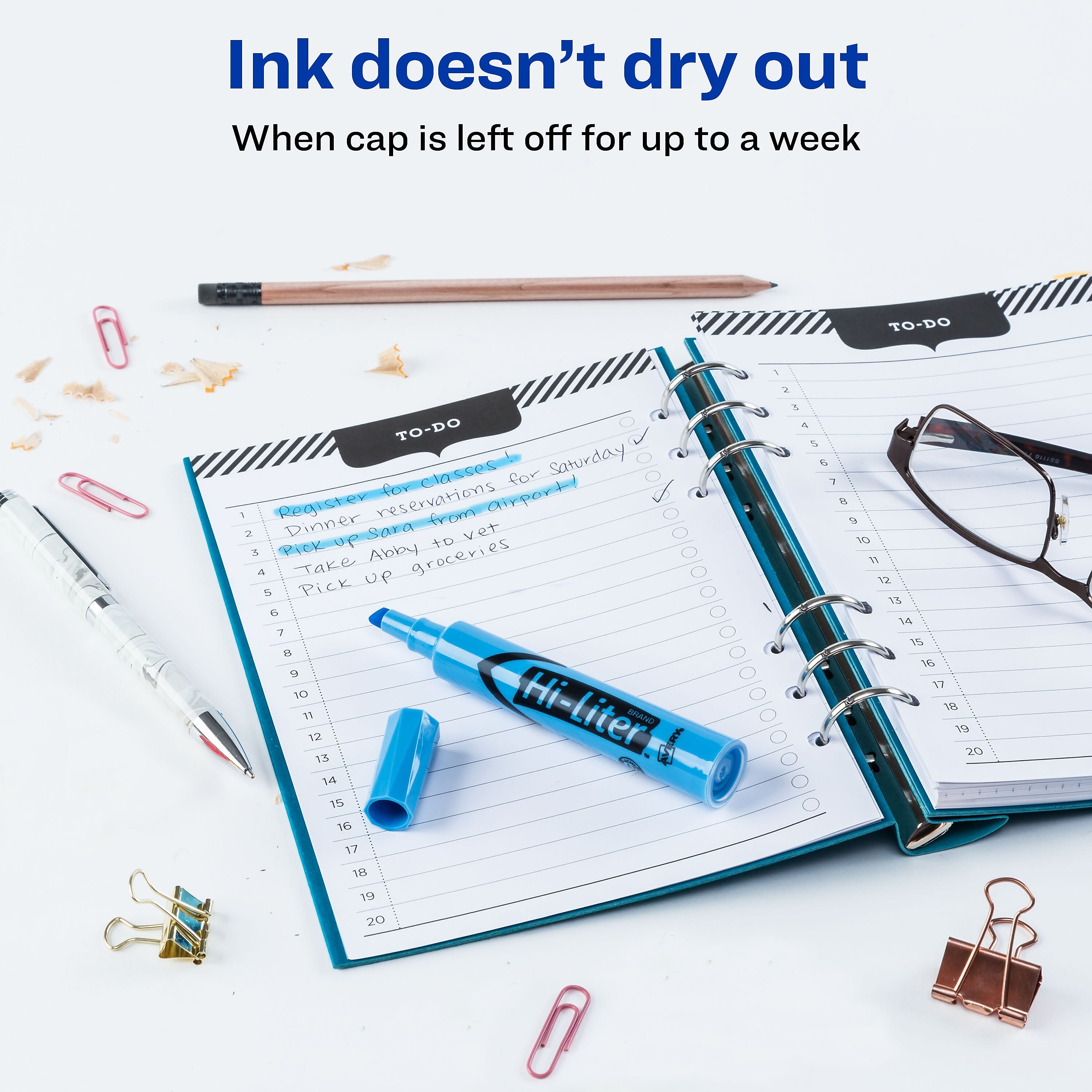 Avery Hi-Liter Tank Highlighters, Chisel Tip, Blue, Dozen