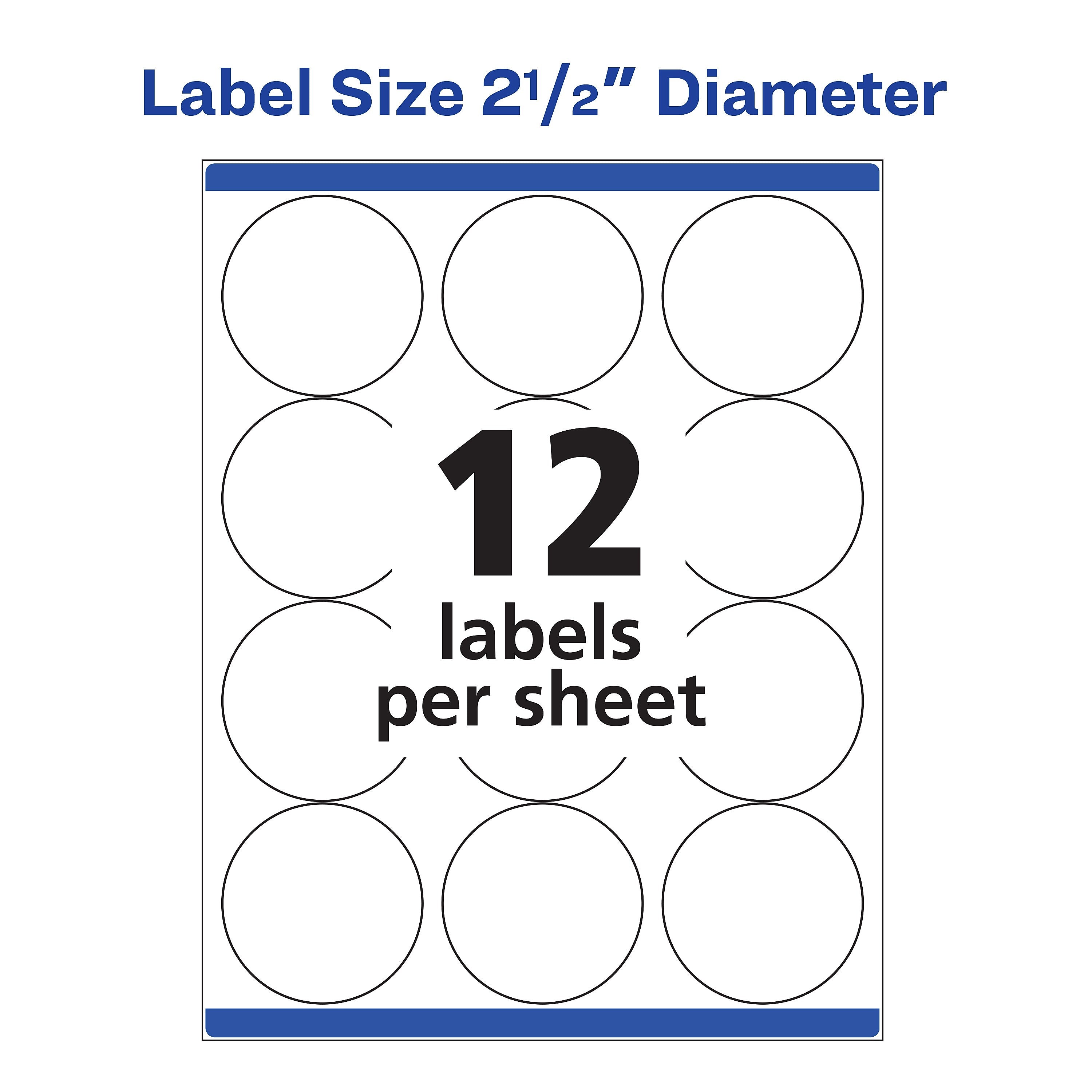 Avery High Visibility Laser Shipping Labels, 2.5"Dia., White, 300/Pack