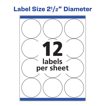 Avery High Visibility Laser Shipping Labels, 2.5"Dia., White, 300/Pack