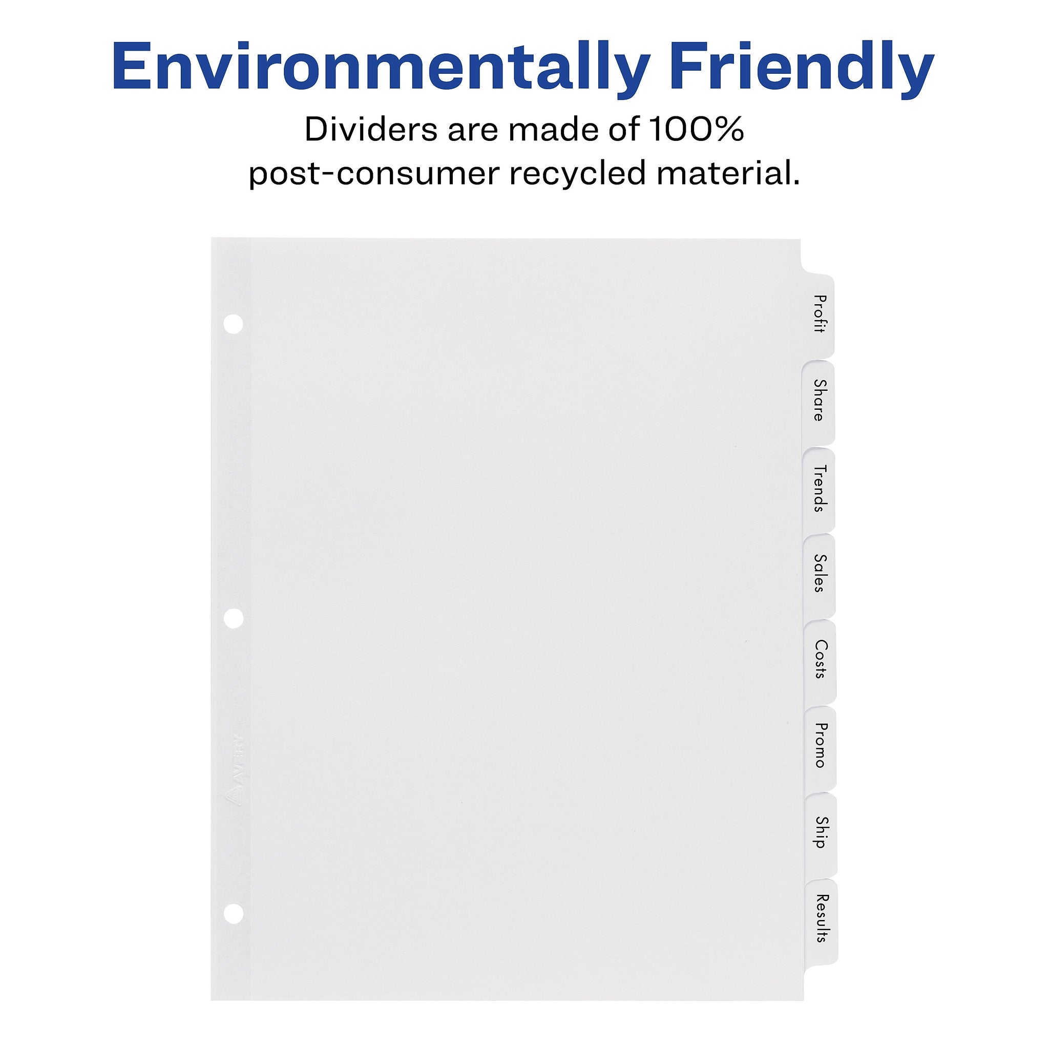 Avery Index Maker EcoFriendly Paper Dividers with Print & Apply Label Sheets, 8 Tab, White, 5 Sets/Pack