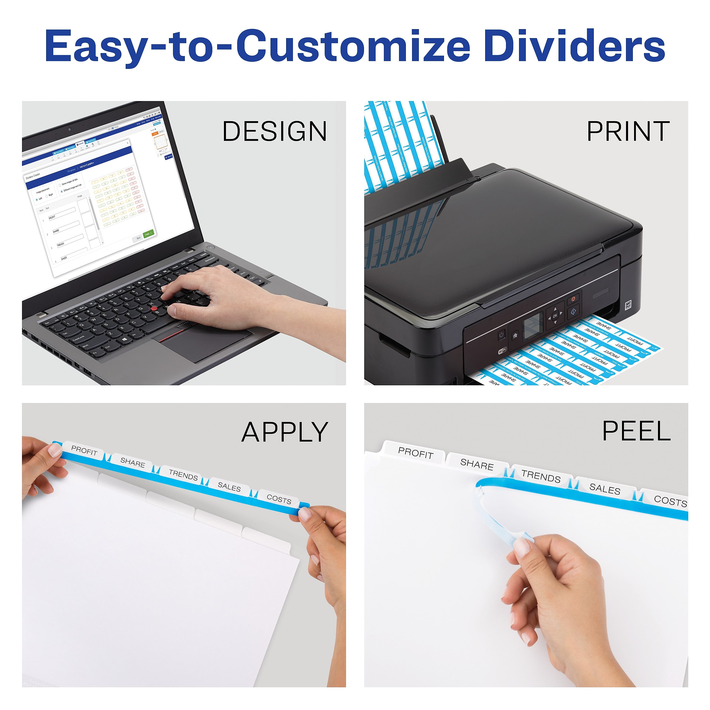 Avery Index Maker Extra-Wide Paper Dividers with Print & Apply Label Sheets, 5 Tabs, White