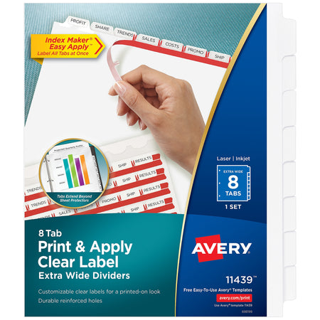 Avery Index Maker Extra-Wide Paper Dividers with Print & Apply Label Sheets, 8 Tabs, White