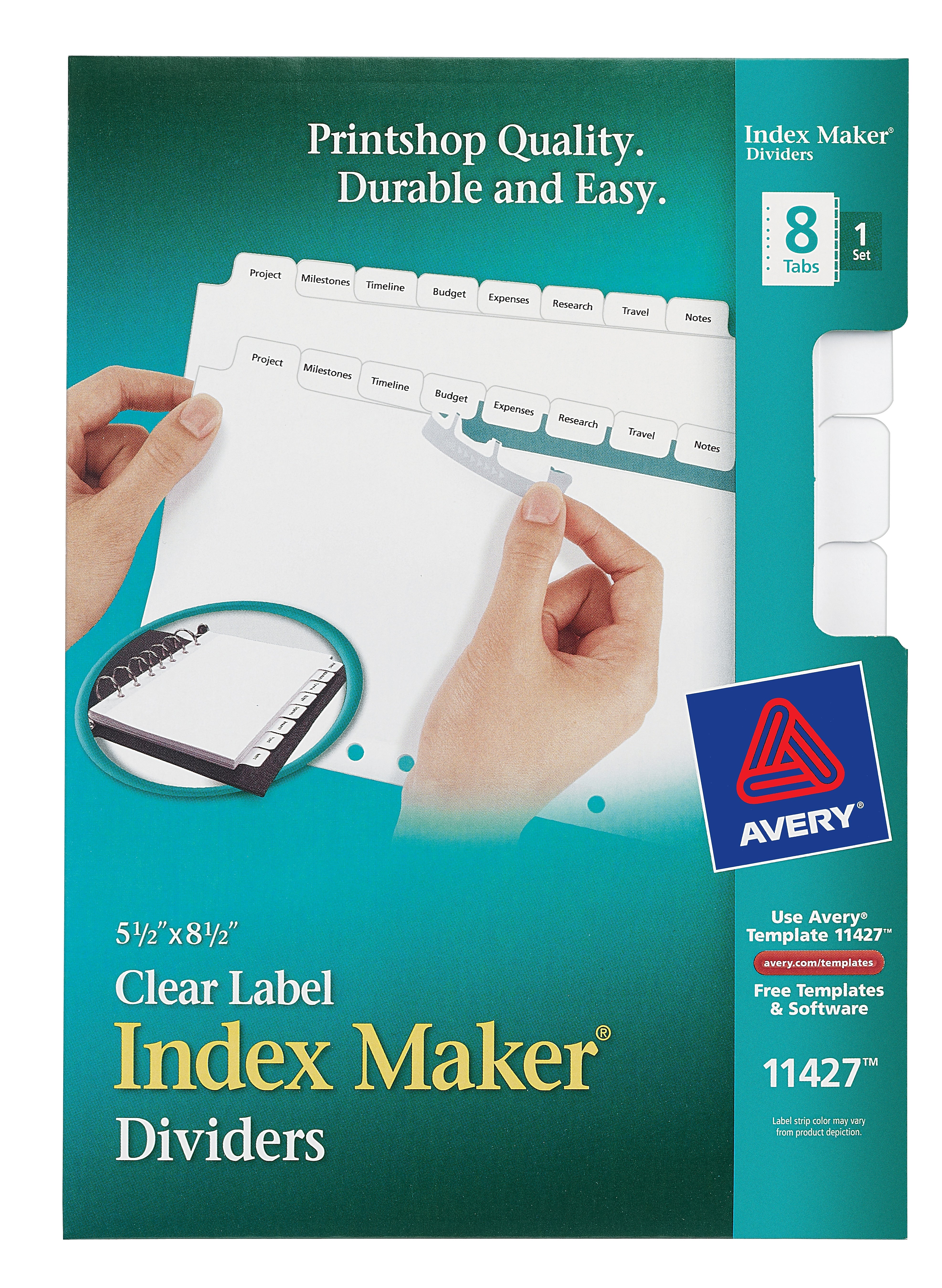 Avery Index Maker Mini Paper Dividers with Print & Apply Label Sheets, 8 Tabs, White