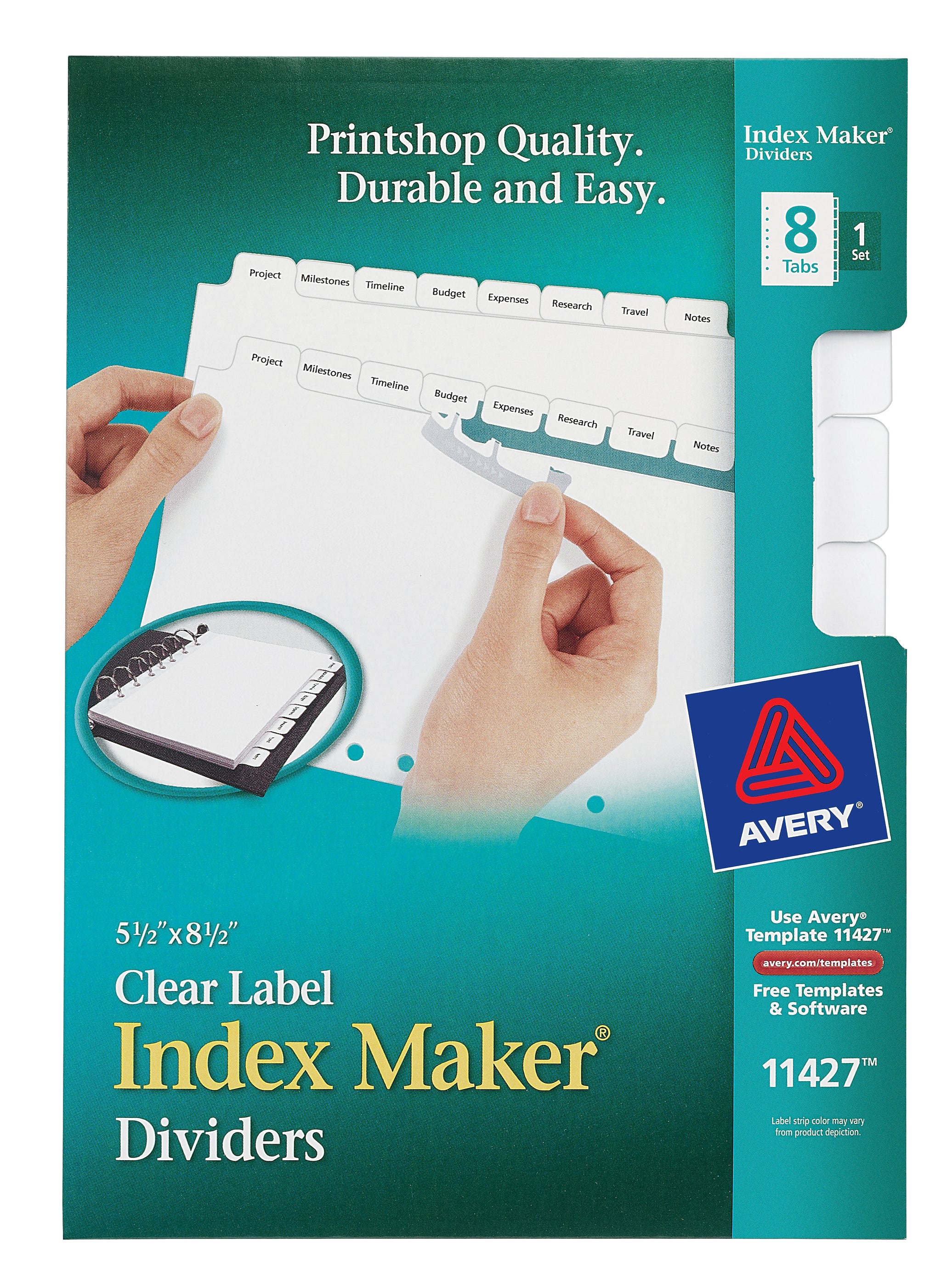 Avery Index Maker Mini Paper Dividers with Print & Apply Label Sheets, 8 Tabs, White