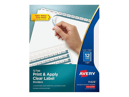 Avery Index Maker Paper Dividers with Print & Apply Label Sheets, 12 Tabs, White