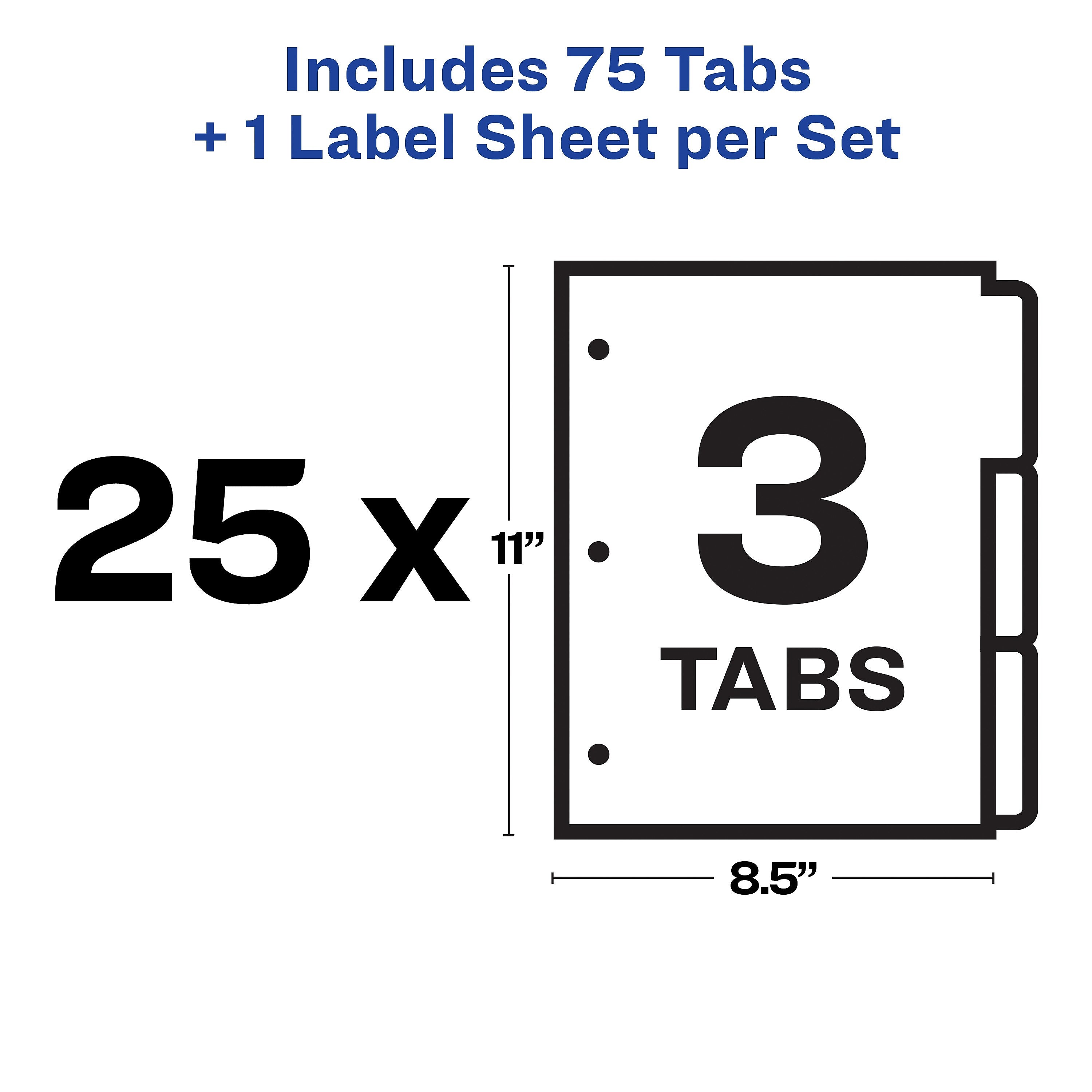 Avery Index Maker Paper Dividers with Print & Apply Label Sheets, 3 Tabs, White, 25 Sets/Pack