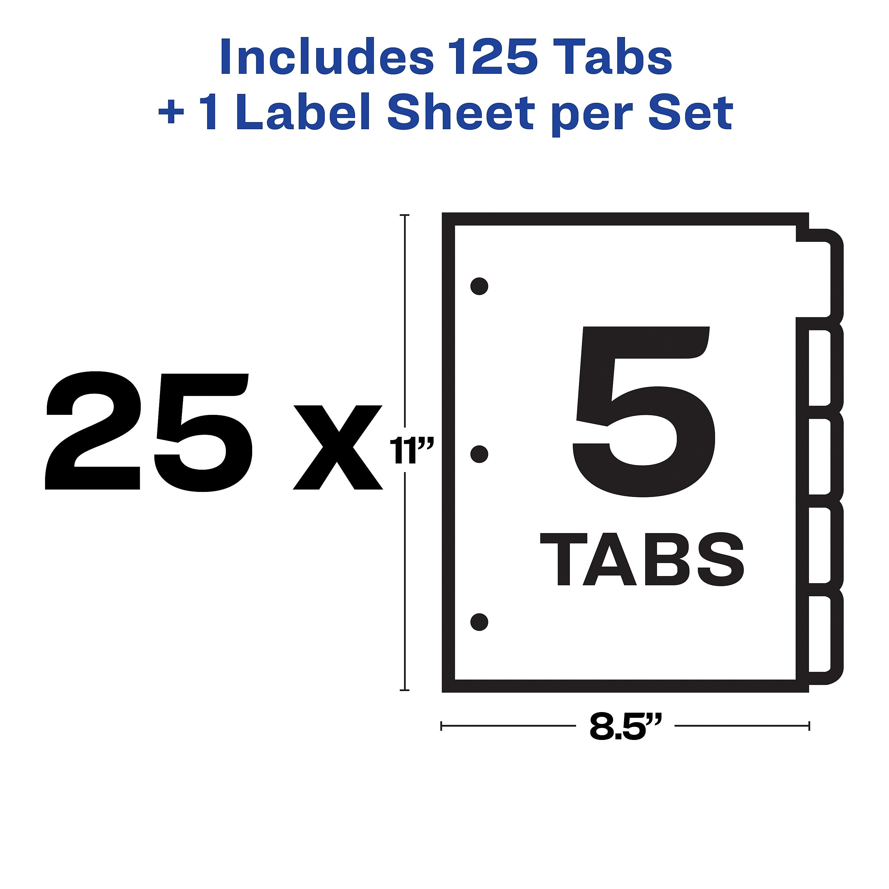 Avery Index Maker Paper Dividers with Print & Apply Label Sheets, 5 Tabs, Multicolor, 25 Sets/Pack